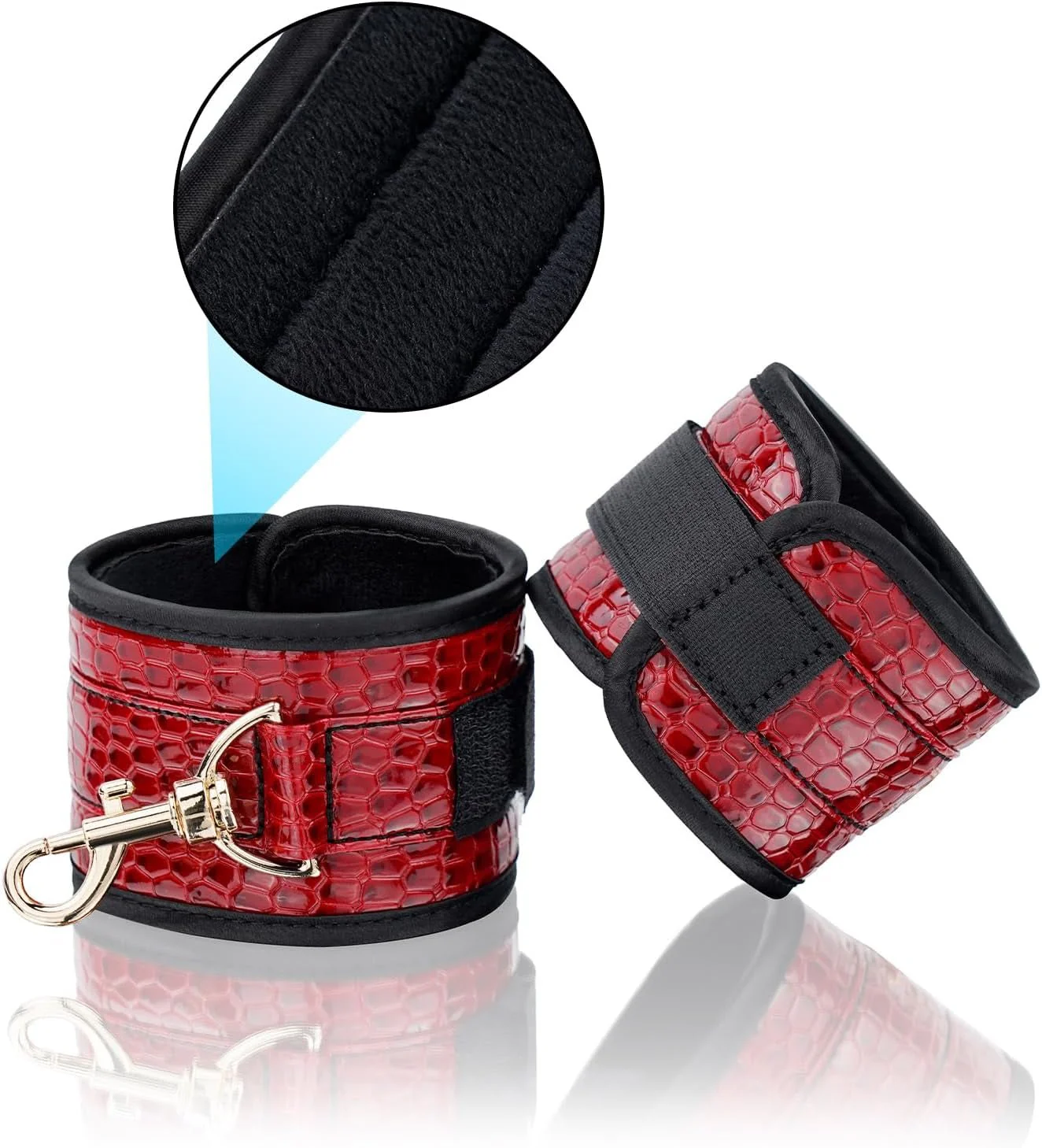 CrimsonCroc Red Crocodile Spreader Bar with Cuffs - Image 8
