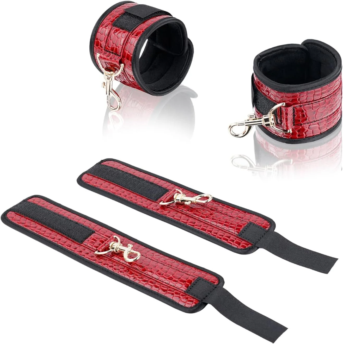 CrimsonCroc Red Crocodile Spreader Bar with Cuffs - Image 9