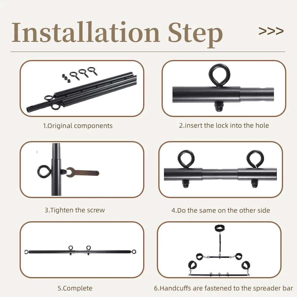 SteelBound Dual Spreader Bar BDSM Kit with Collar & Cuffs - Image 9