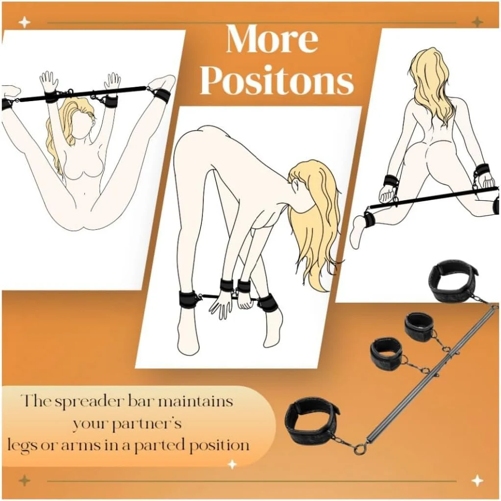 LeatherLock PU Leather Collar Spreader Bar BDSM Kit - Image 3