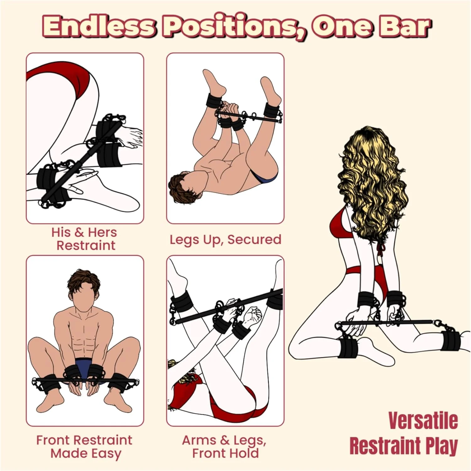 IronFlex Adjustable Spreader Bar BDSM Restraints - Image 2