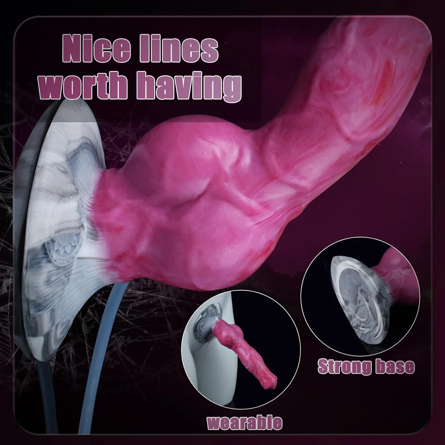 PinkKnot 8.2” Squirting Knot Dildo Silicone Suction Cup - Image 3