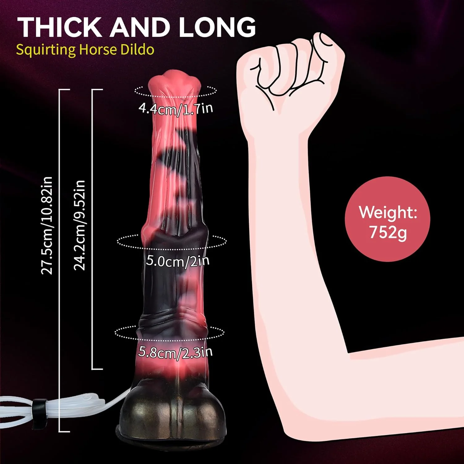 TitanMix 12” Fantasy Ejaculating Dildo Thick Silicone Suction Cup - Image 2