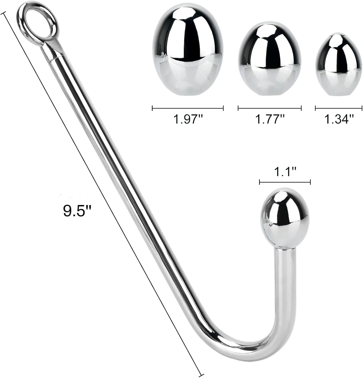 SteelHook Stainless Steel Anal Hook Set with 4 Balls - Image 5