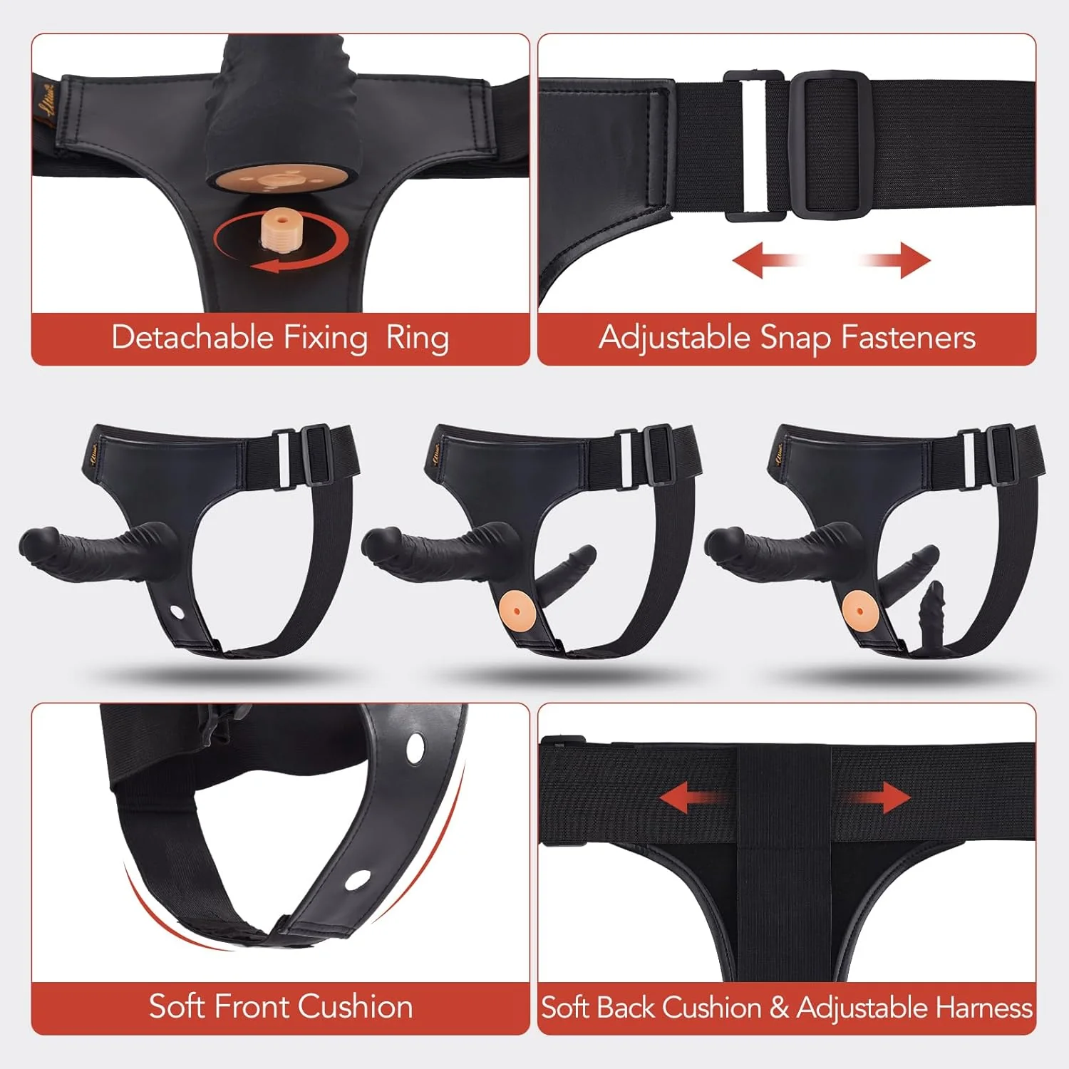 TriNova Triple Strap-On Harness with 3 Dildos - Image 4