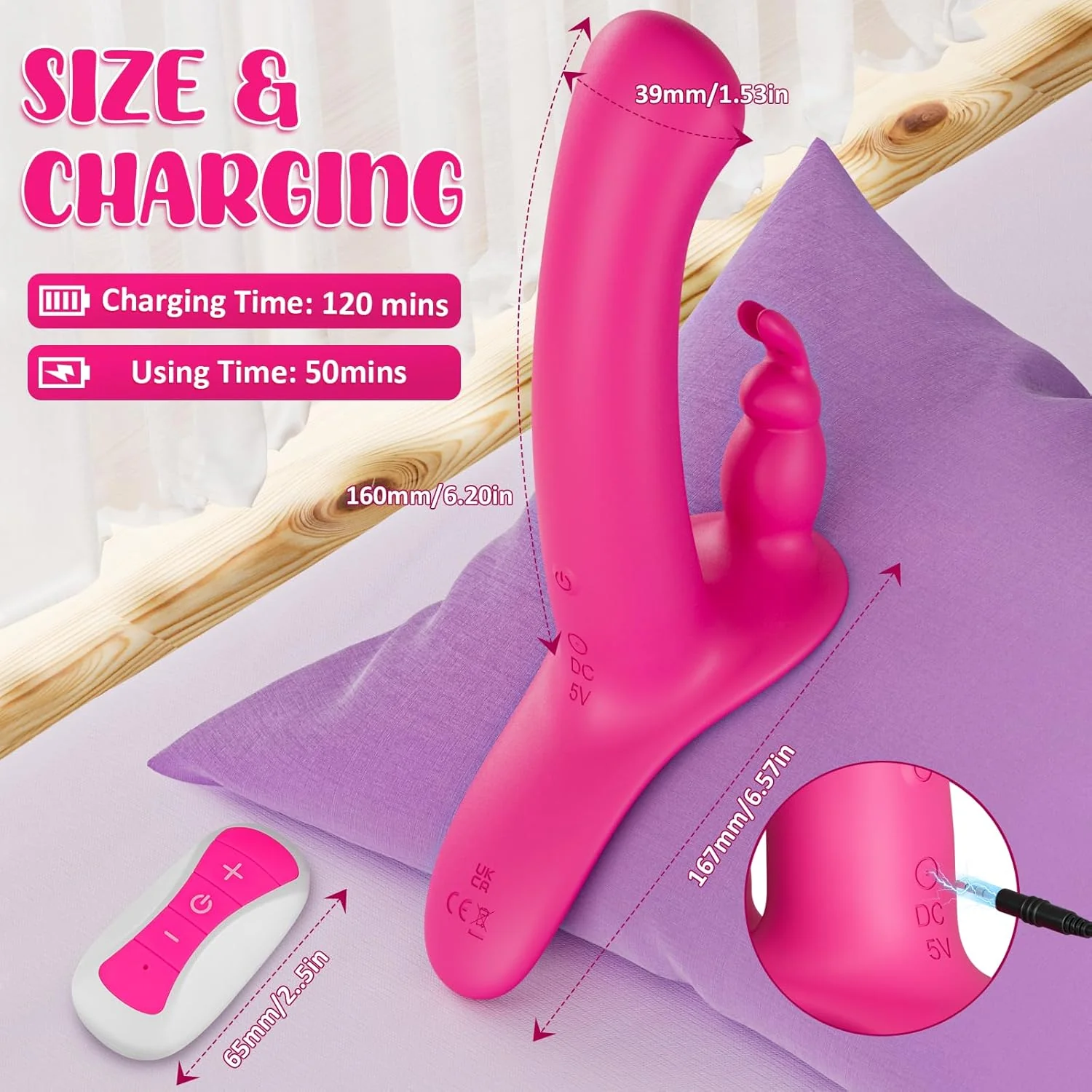 VibeSync Remote Control Strapless Rabbit Dildo - Image 4