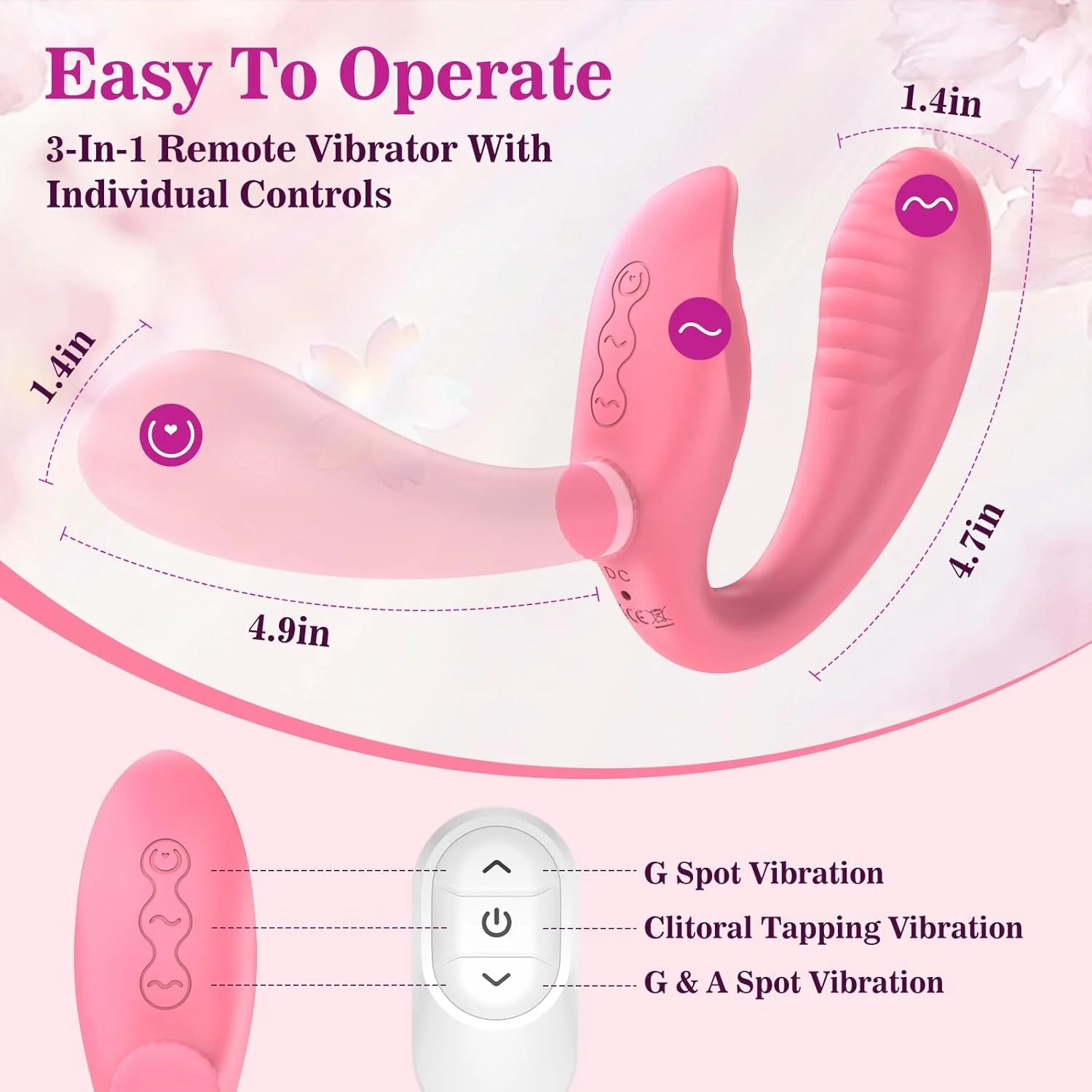 TriSync Strapless Strap On Vibrator Remote 3 Motor - Image 6