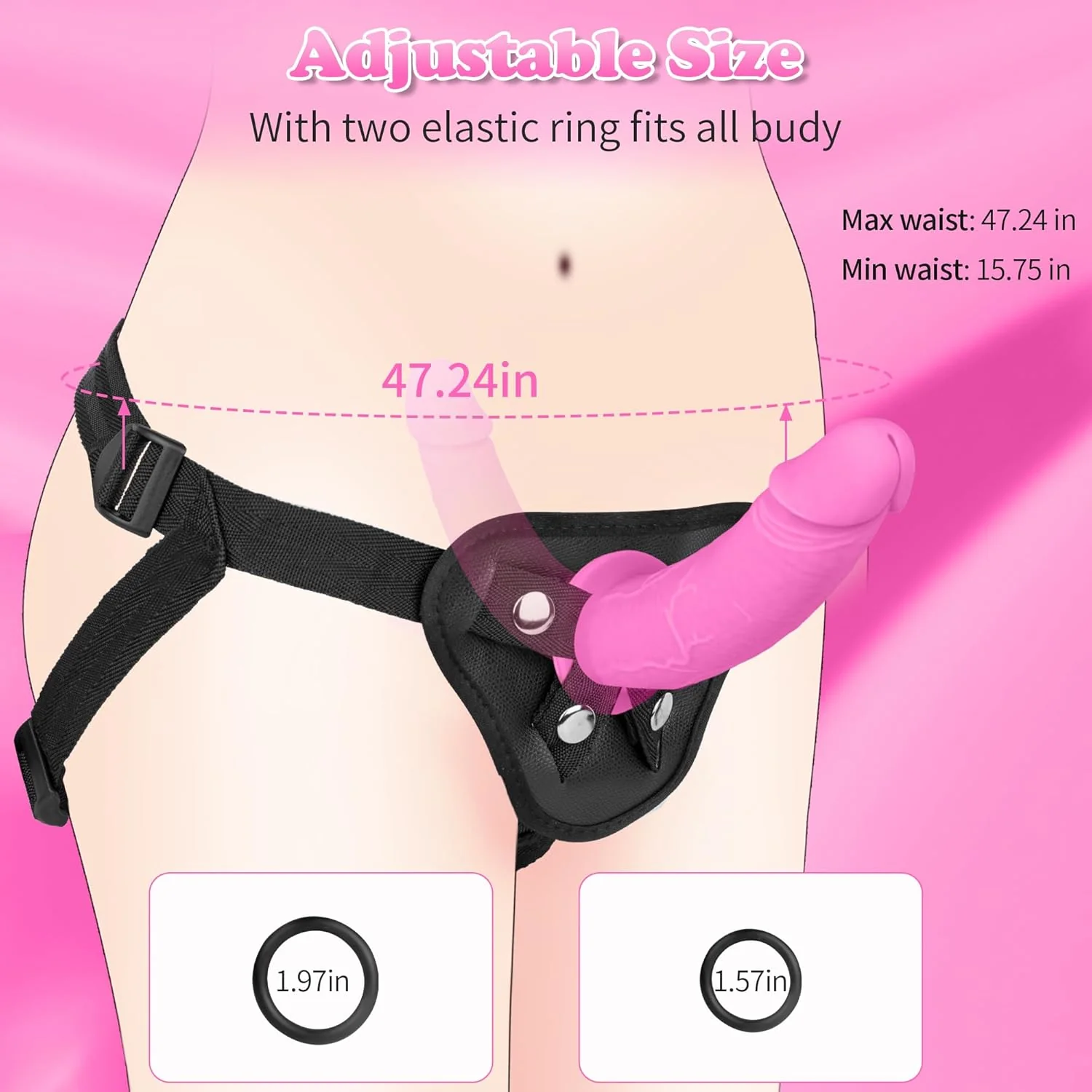 Velora Double Ended Strap-On Dildo Pink - Image 2