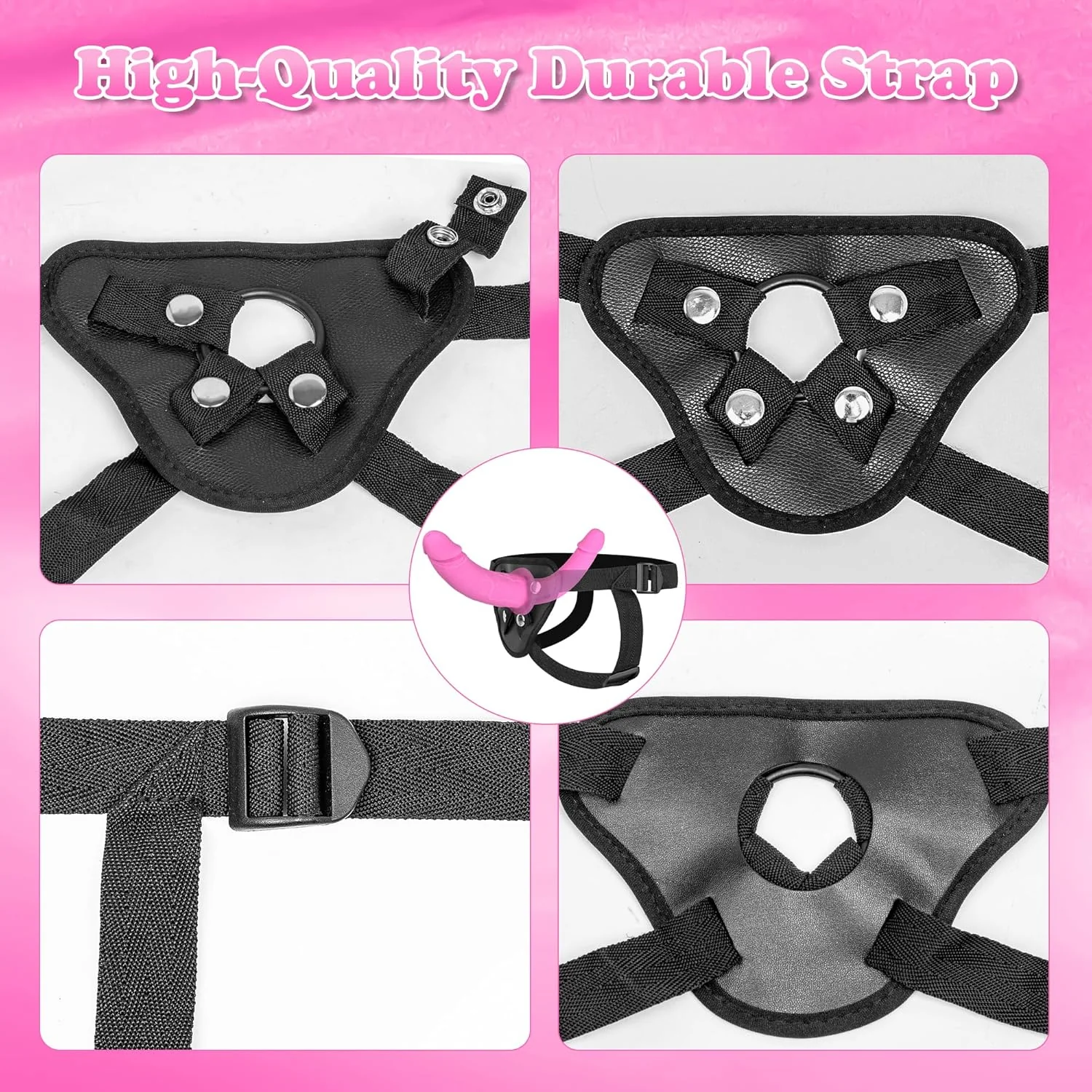 Velora Double Ended Strap-On Dildo Pink - Image 4