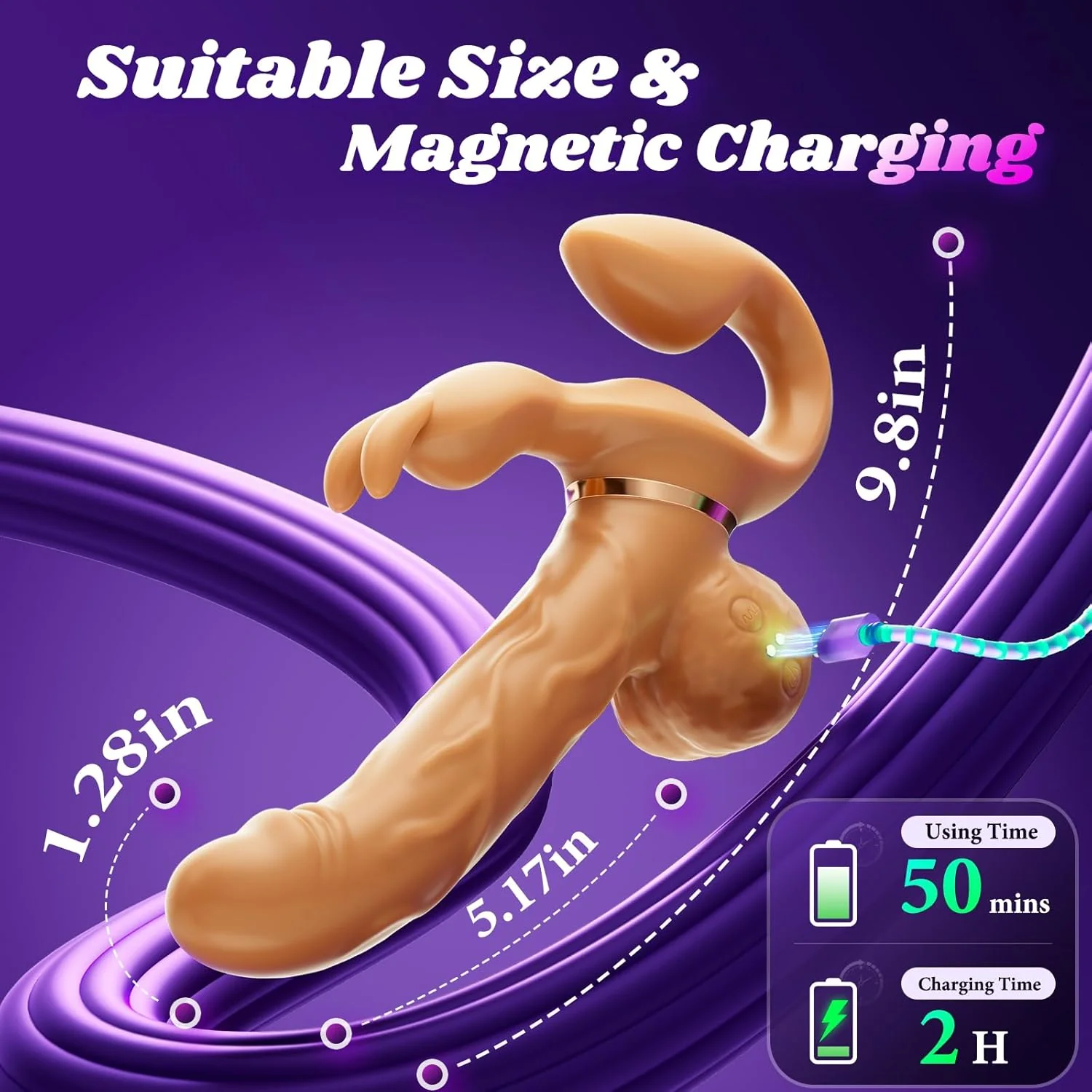 DualGlide Rabbit Strapless Strap On Thrusting Vibrator - Image 7
