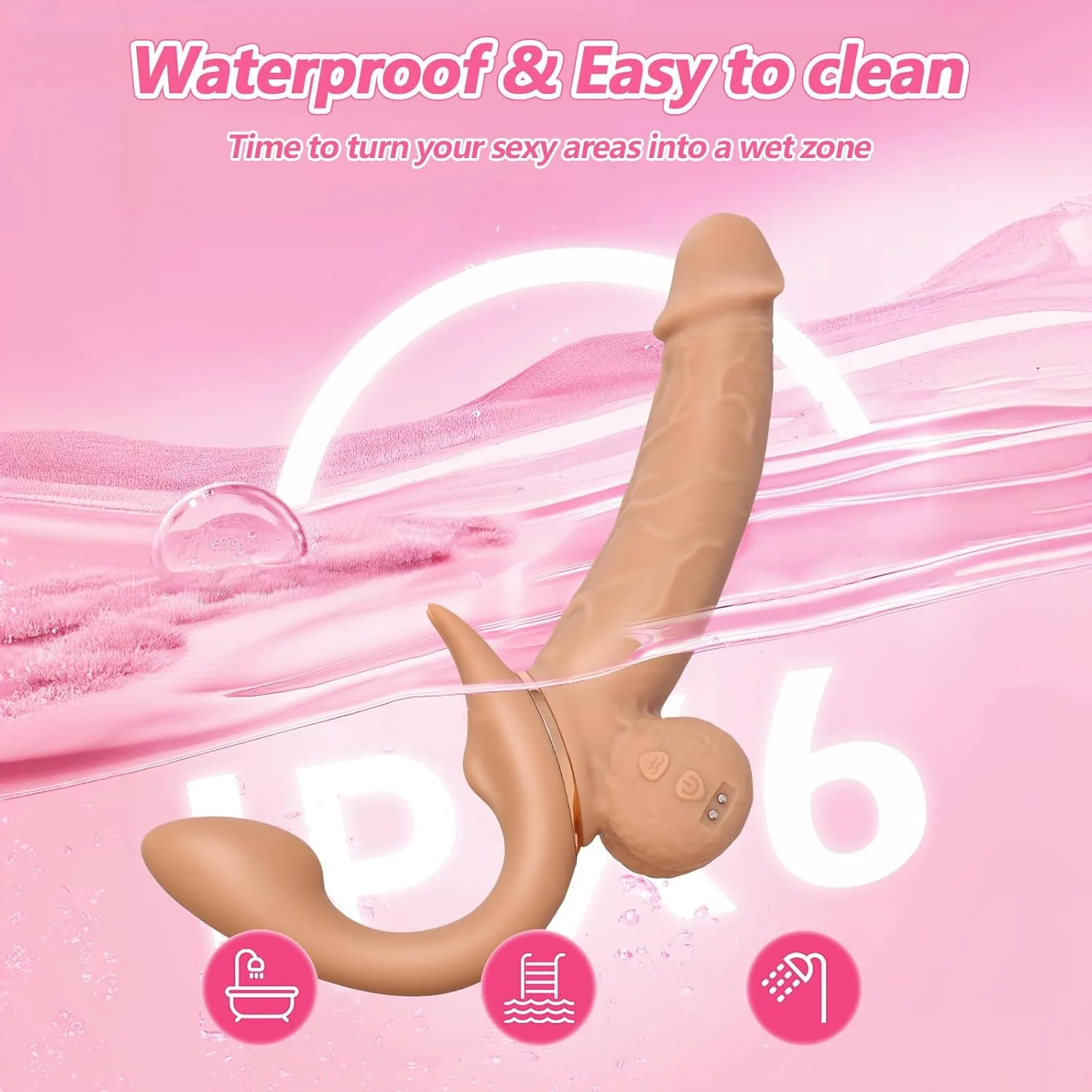 FlexRide Strapless Strap On Thrusting Vibrator - Image 7