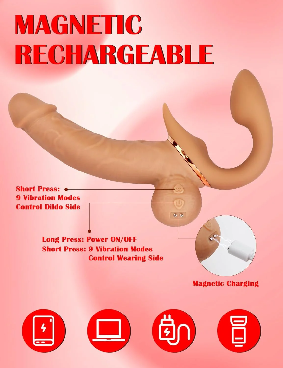 EchoFlex Rotating Strapless Strap On Vibrator - Image 5