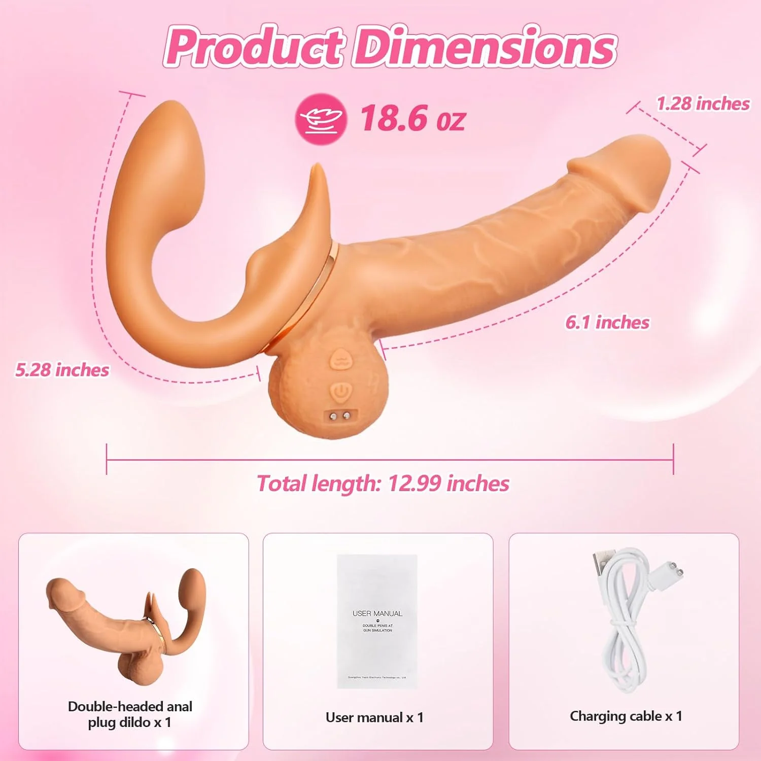 TwinThrust Strapless Strap On Double Ended Vibrator - Image 4