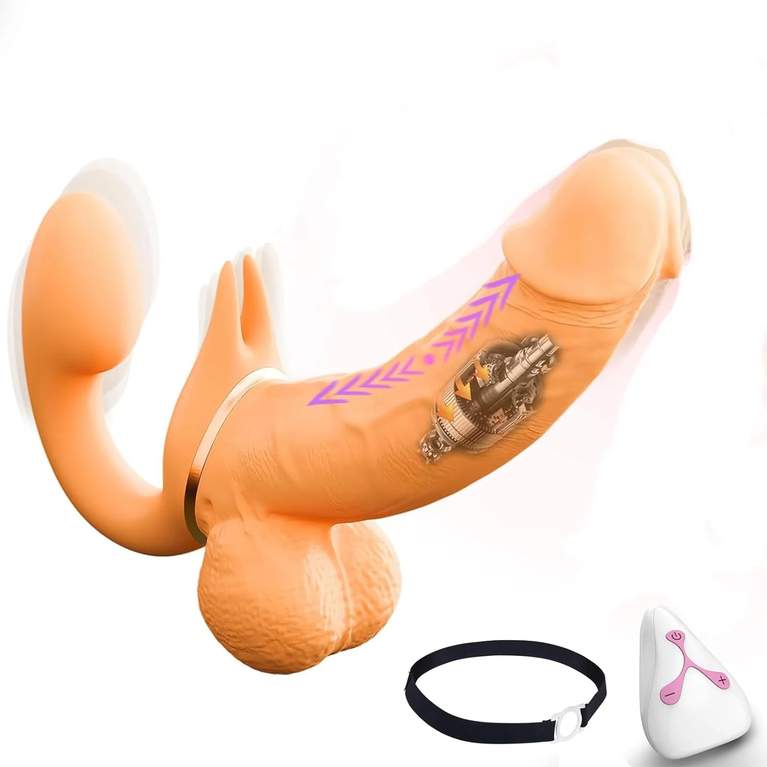 FlexThrust Strapless Strap On Thrusting Vibrator