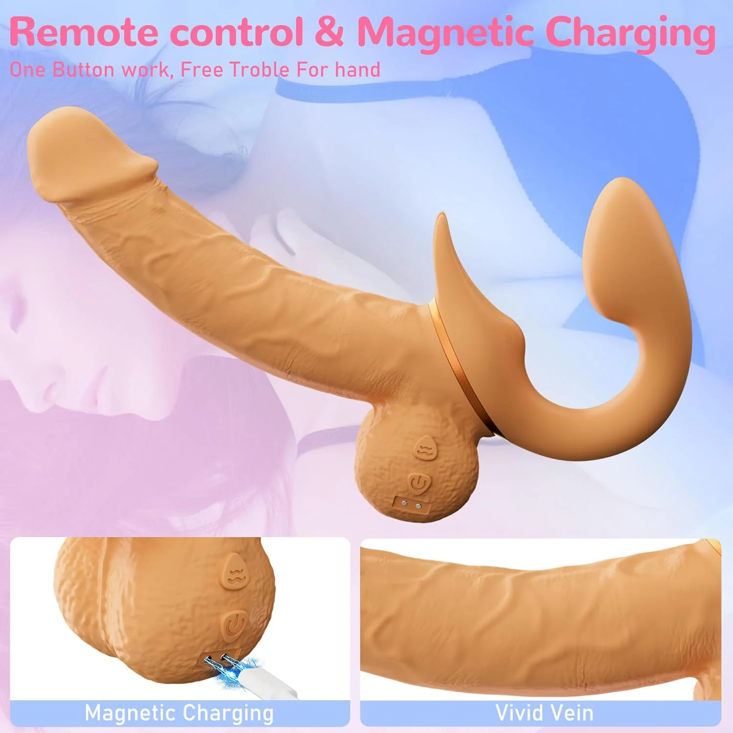 FlexThrust Strapless Strap On Thrusting Vibrator - Image 5