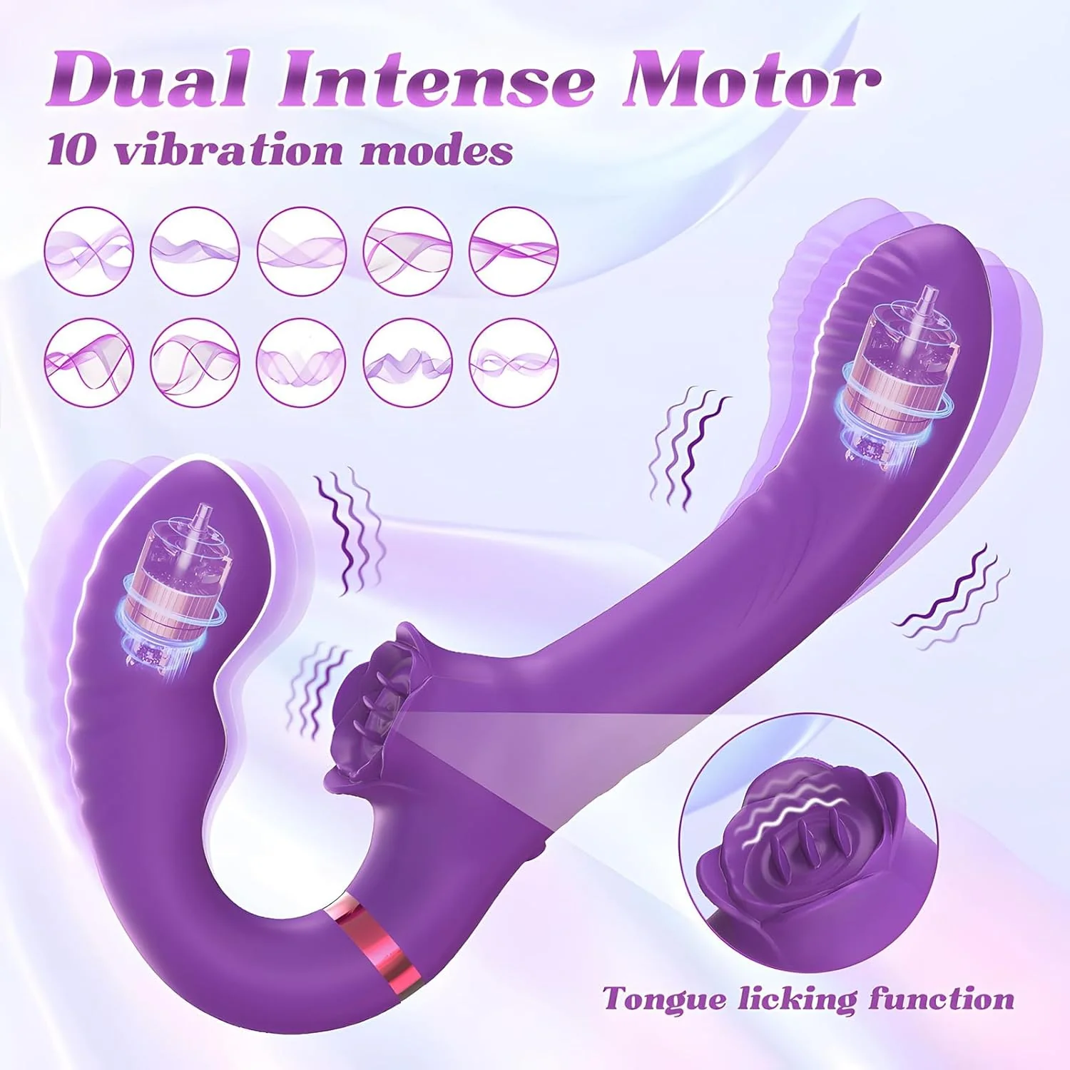 VeloraSync Strapless Strap On Double Ended Vibrator - Image 3