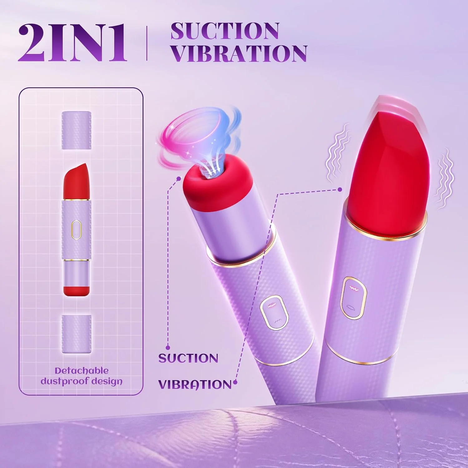 LuxeLip Lipstick Clit Sucker Bullet Vibrator 2-in-1 - Image 4