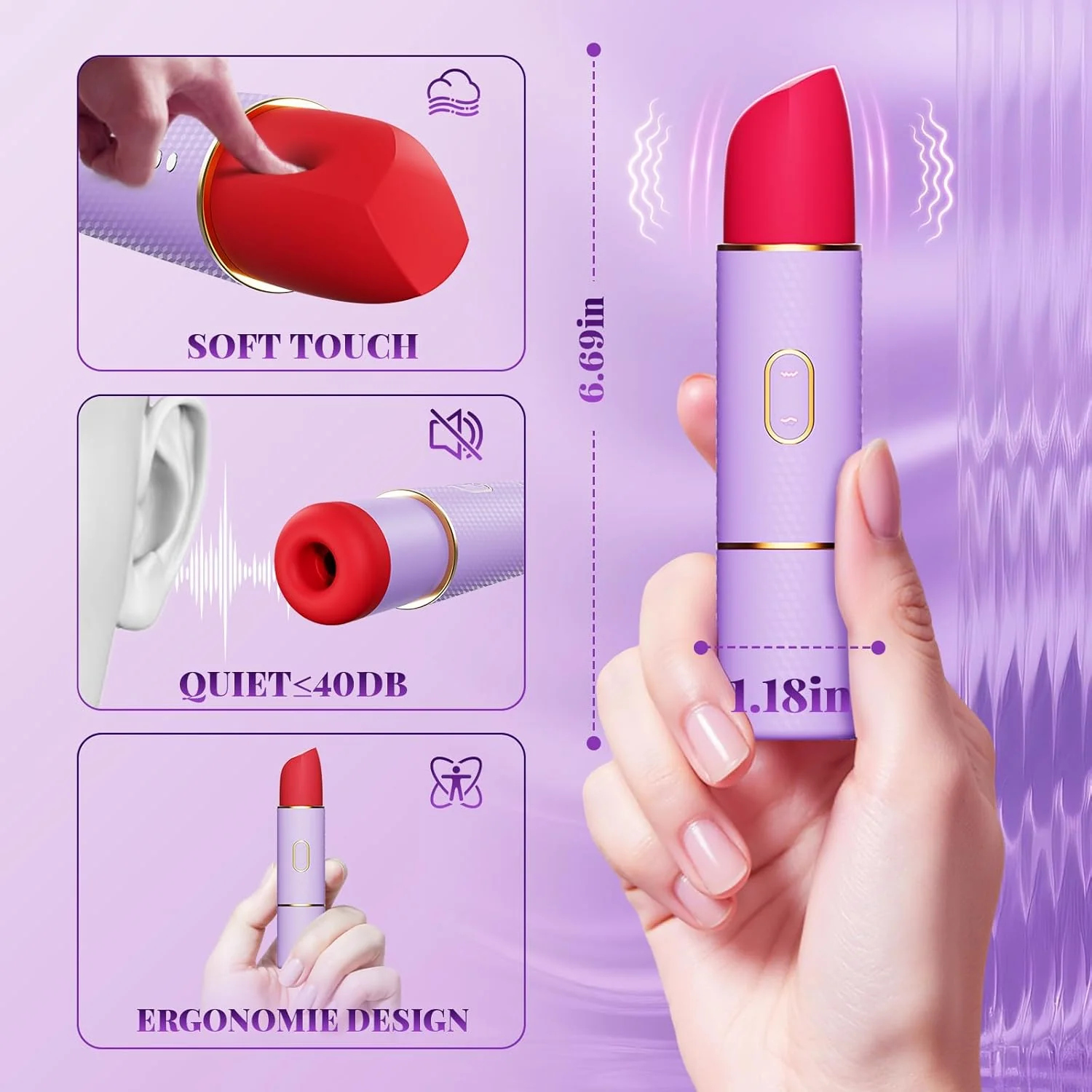 LuxeLip Lipstick Clit Sucker Bullet Vibrator 2-in-1 - Image 6