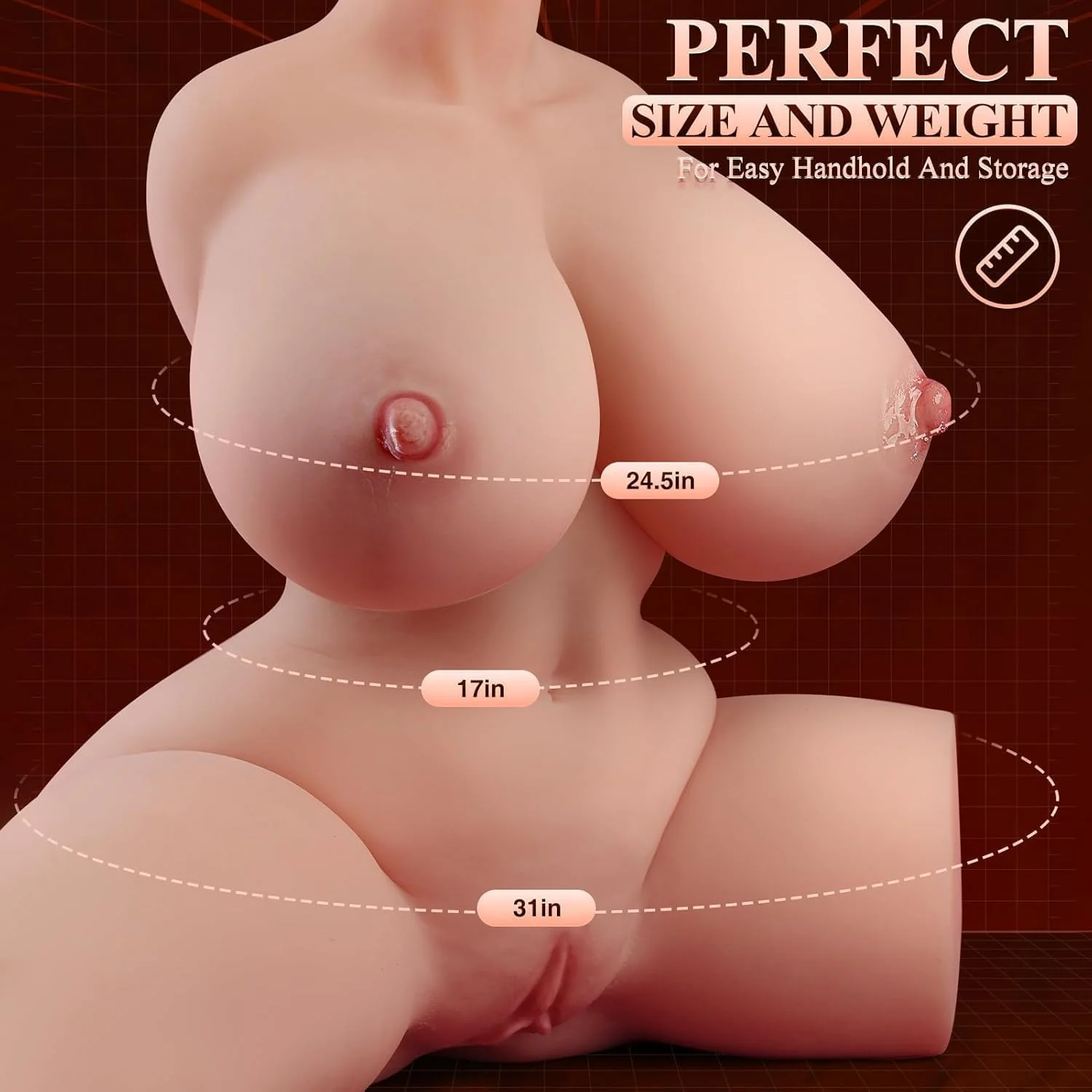 LuxeFlow Vibrating Sex Doll Torso | Suction Modes Hands-Free - Image 6