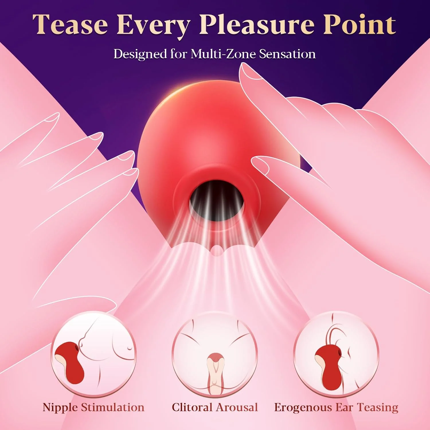 PureSuction Clit Sucker Rose Vibrator 7 Modes Waterproof - Image 2
