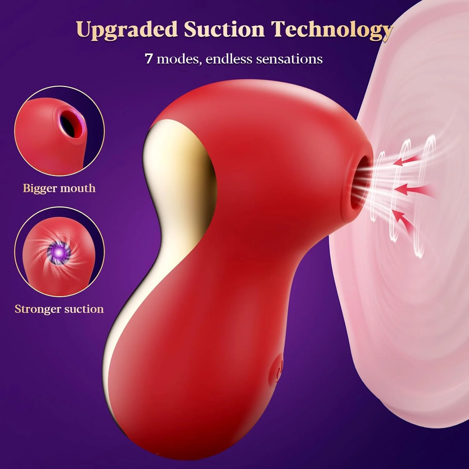 PureSuction Clit Sucker Rose Vibrator 7 Modes Waterproof - Image 3