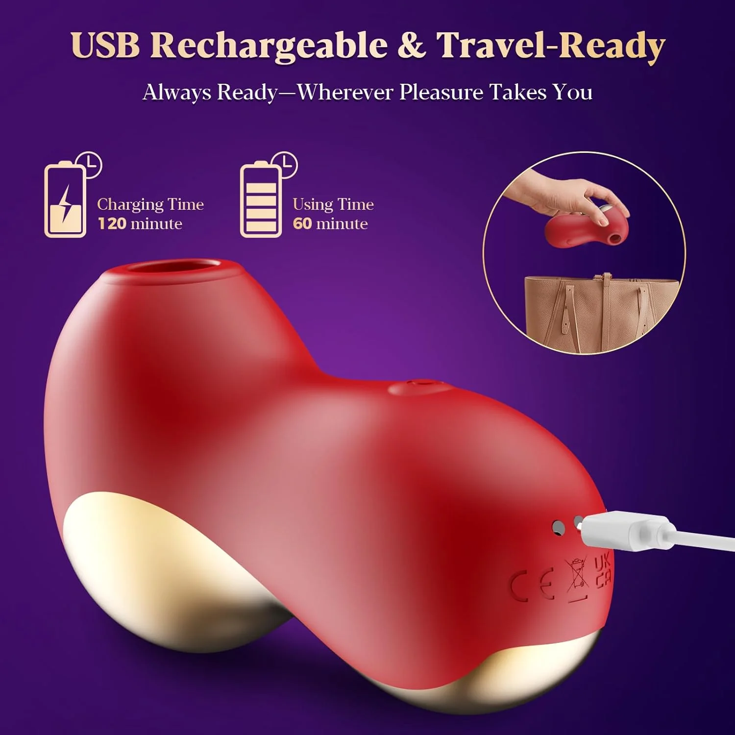 PureSuction Clit Sucker Rose Vibrator 7 Modes Waterproof - Image 6