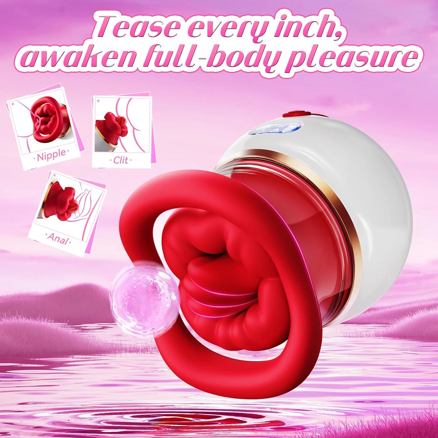 VirexaLux 5-in-1 Clit Sucker Mouth Vibrator LCD 10 Modes App Heated - Image 5