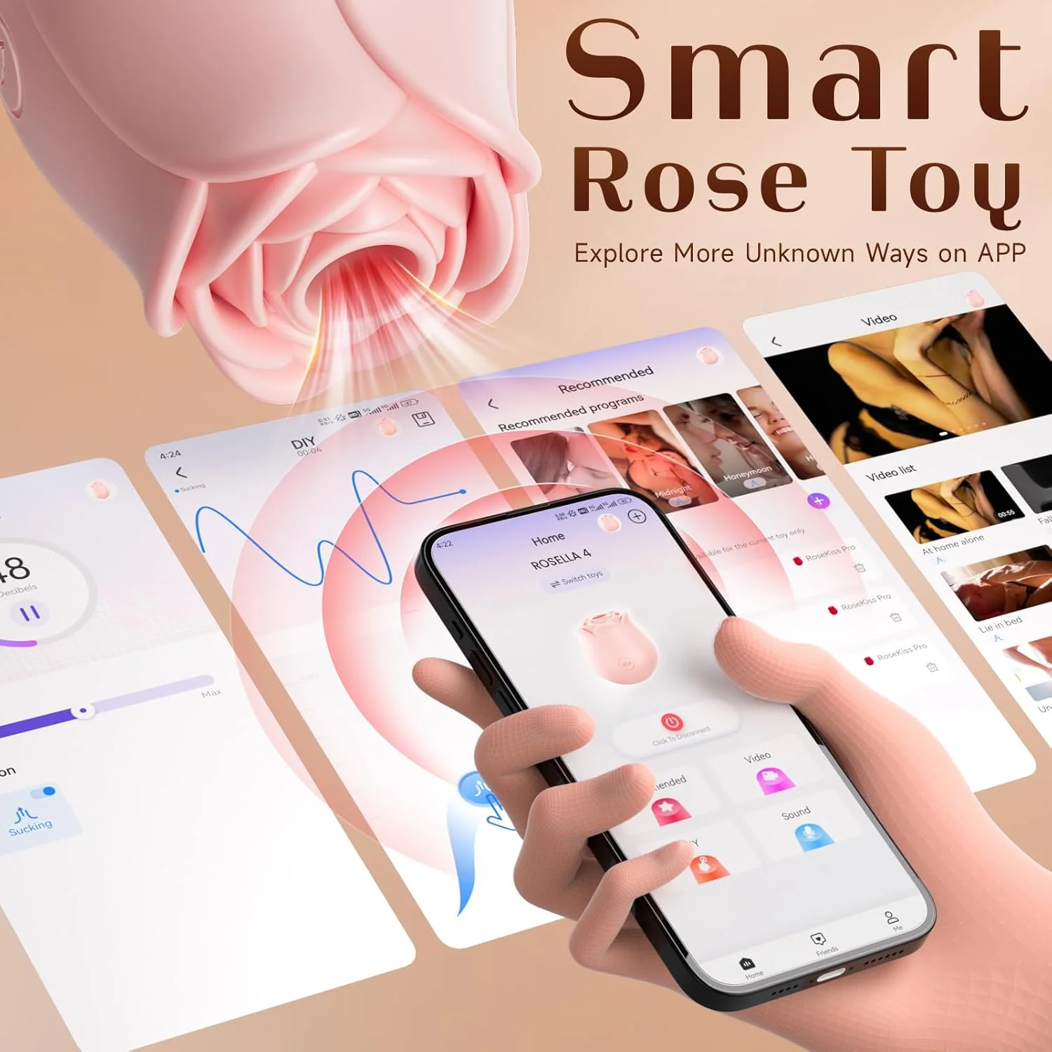 LunaraSync Rose Clit Sucker 10 Modes App Control Waterproof - Image 6