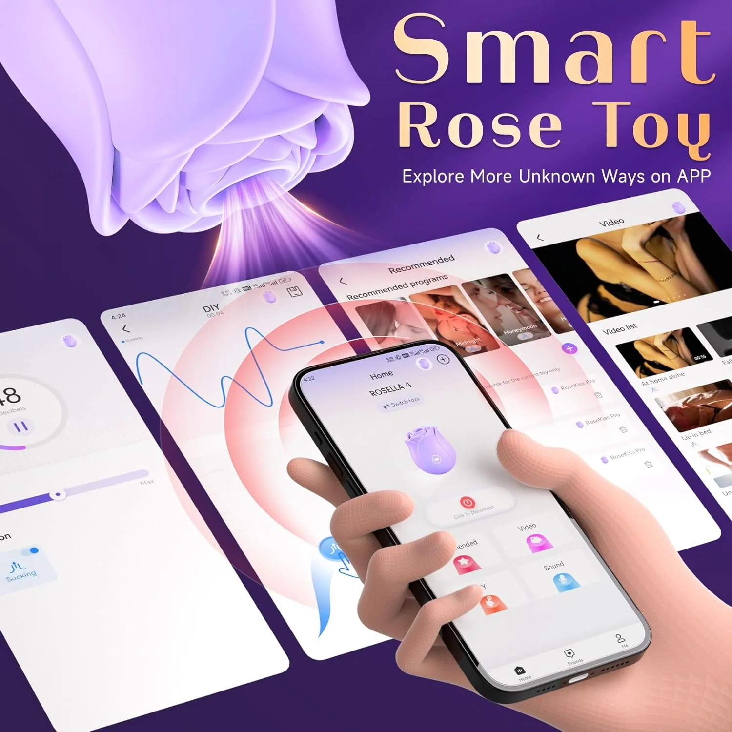 VelouryX Rose Clit Sucker 10 Modes App Quiet Waterproof - Image 4