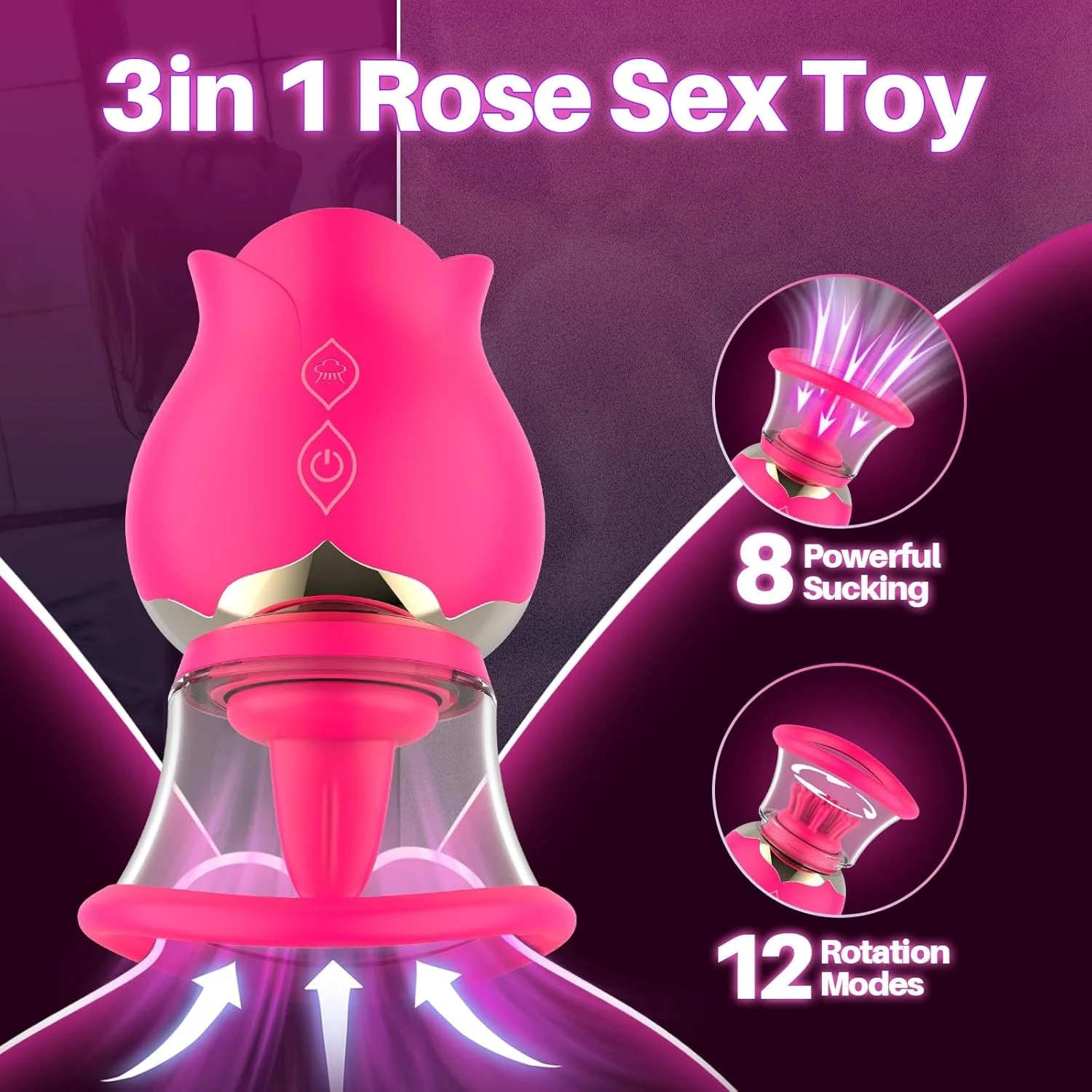 TriBrush Clit Sucker Vibrator 3 Brush Heads 12 Modes - Image 2