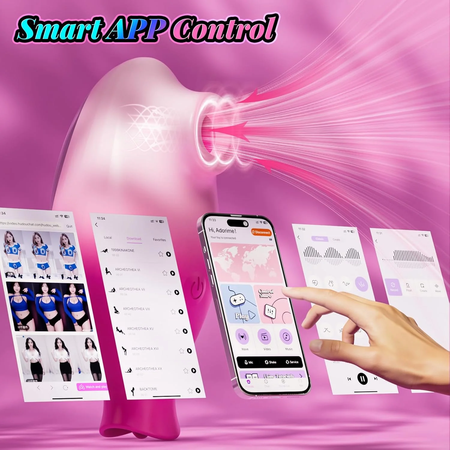 MeridelleX Dual Clit Sucker Wand App Control 10 Modes Quiet - Image 4