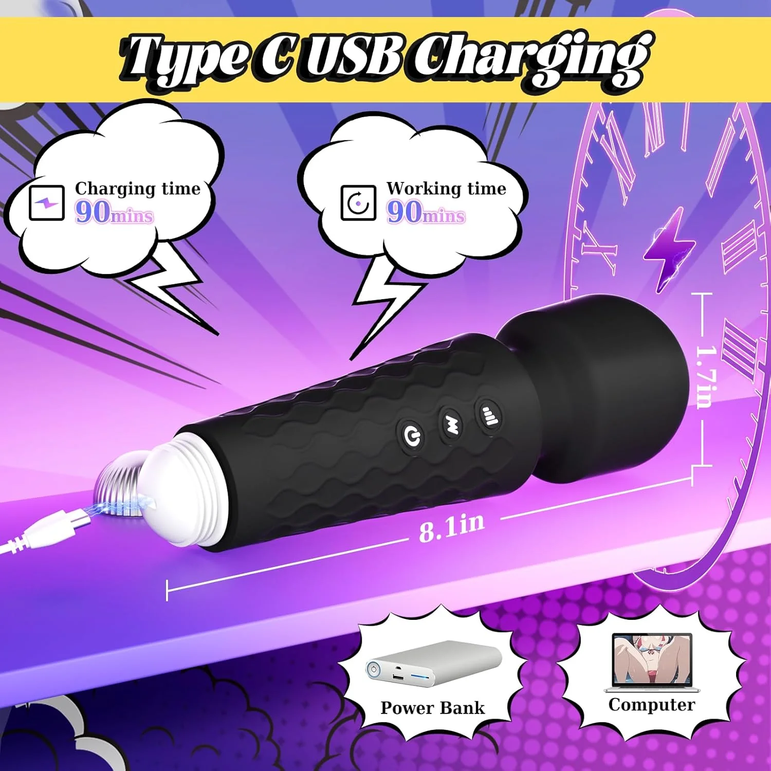 SurgeWand Powerful Wand Vibrator for Women – Flexible Head - Image 4