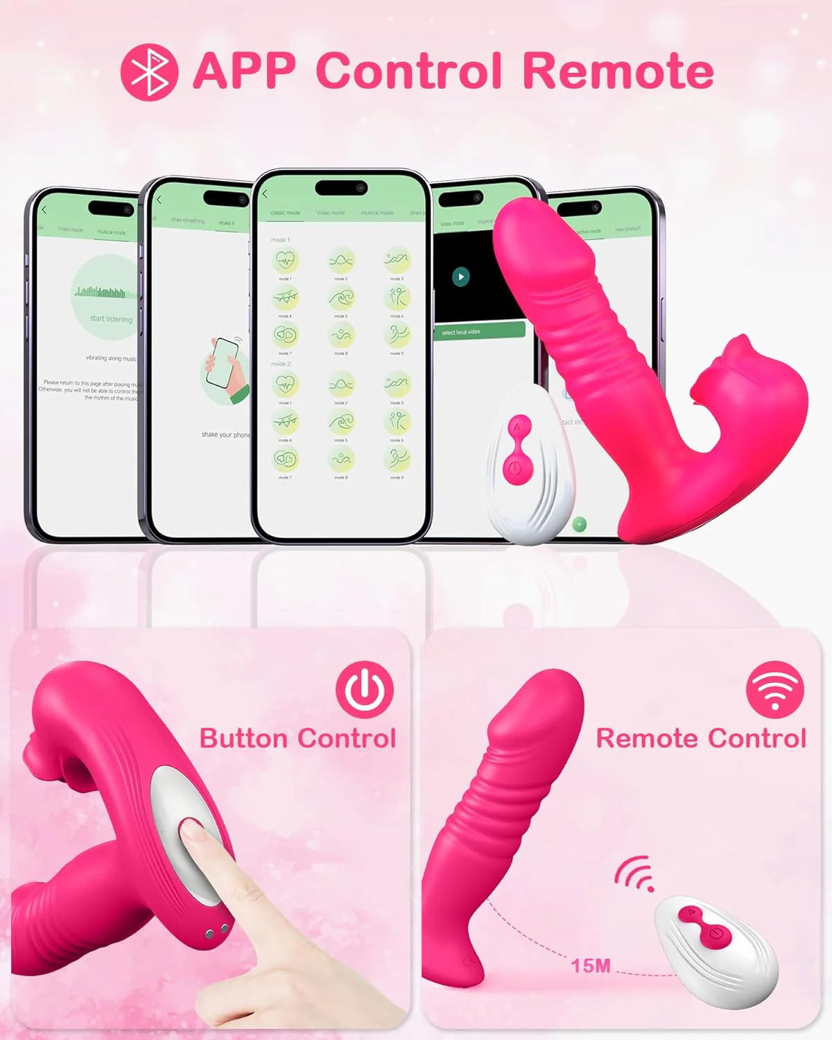 TenderPulse Rose Sucking Thrusting Dildo Vibrator - Image 5