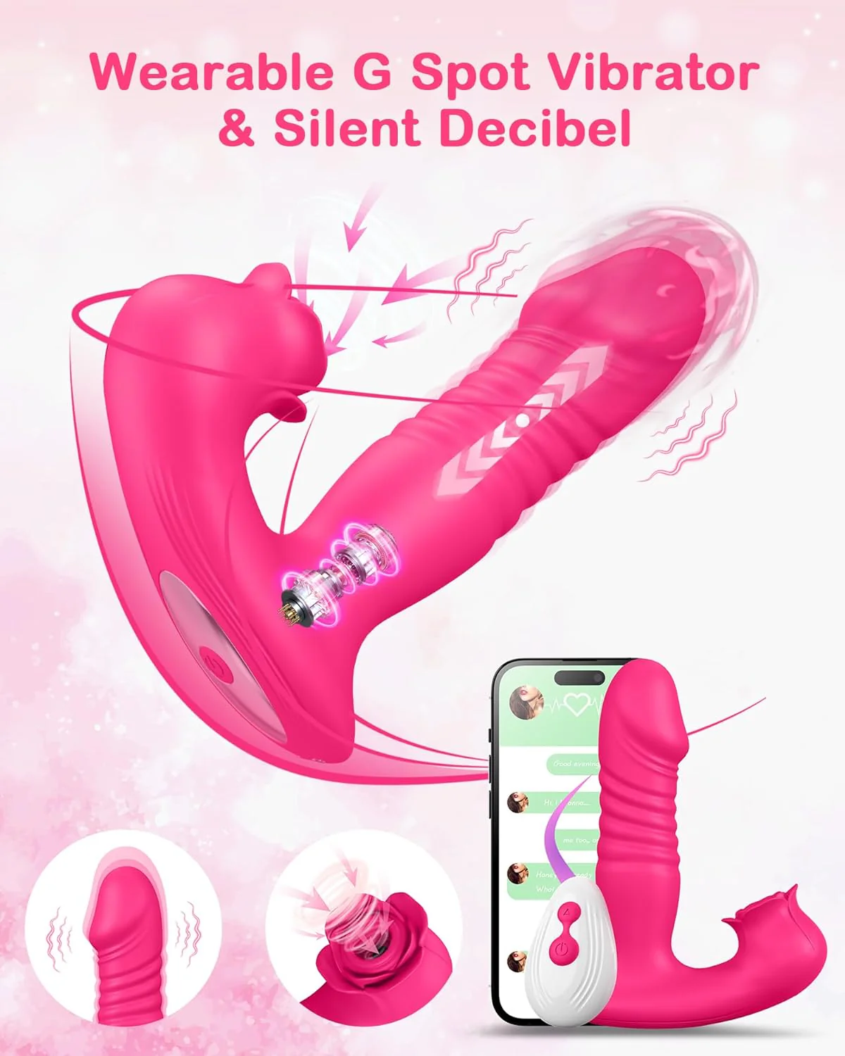 TenderPulse Rose Sucking Thrusting Dildo Vibrator - Image 6