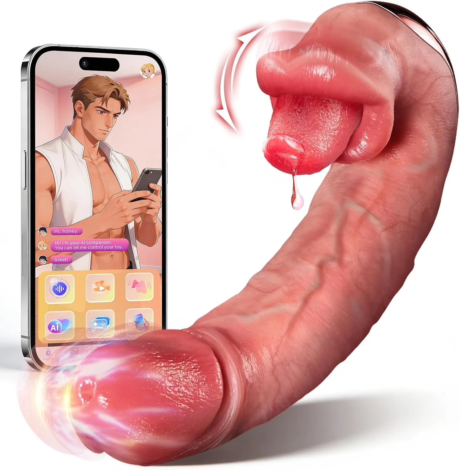 OralyaX AI Thrusting Dildo 10 Lick 10 Thrust Modes