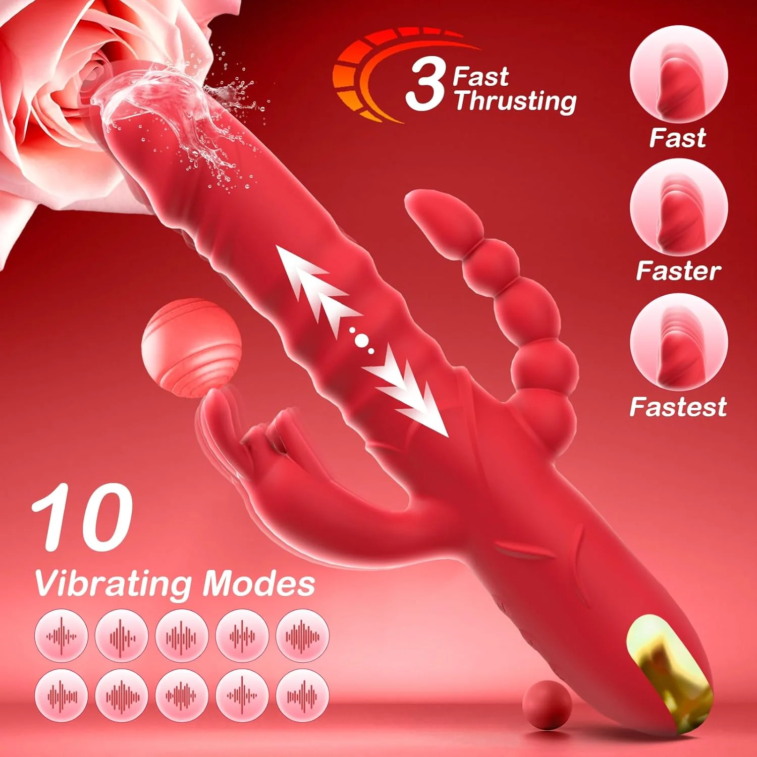 QuadraCore 4-in-1 Thrusting Rabbit Vibrator 3 Thrust 10 Modes - Image 3