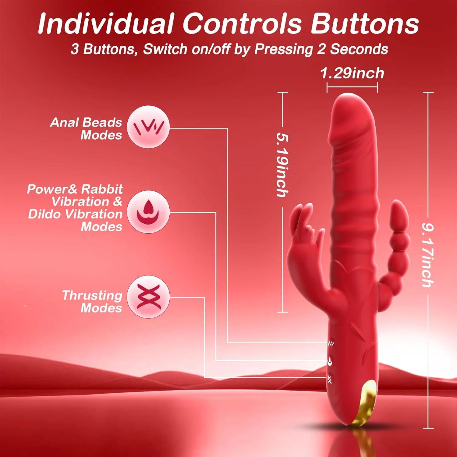 QuadraCore 4-in-1 Thrusting Rabbit Vibrator 3 Thrust 10 Modes - Image 4