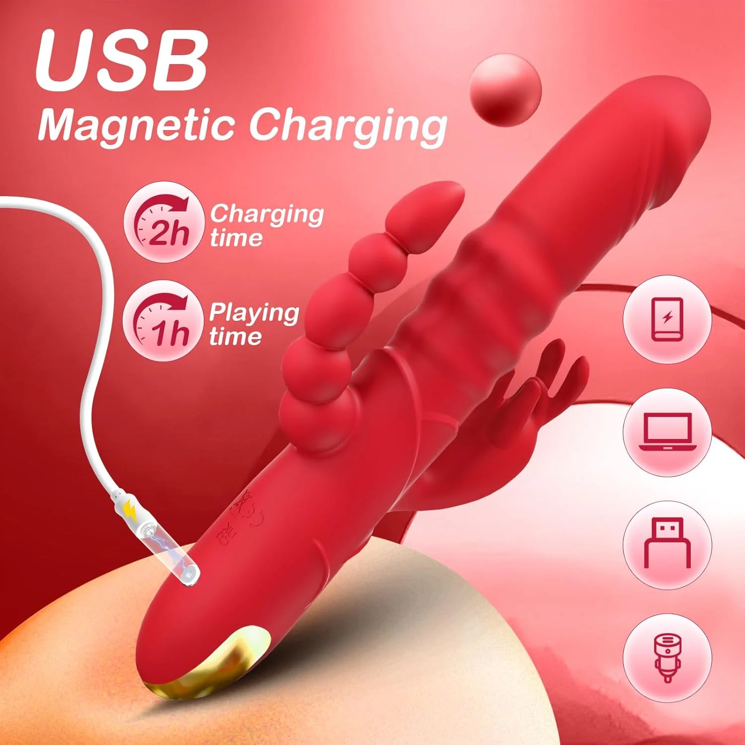 QuadraCore 4-in-1 Thrusting Rabbit Vibrator 3 Thrust 10 Modes - Image 6