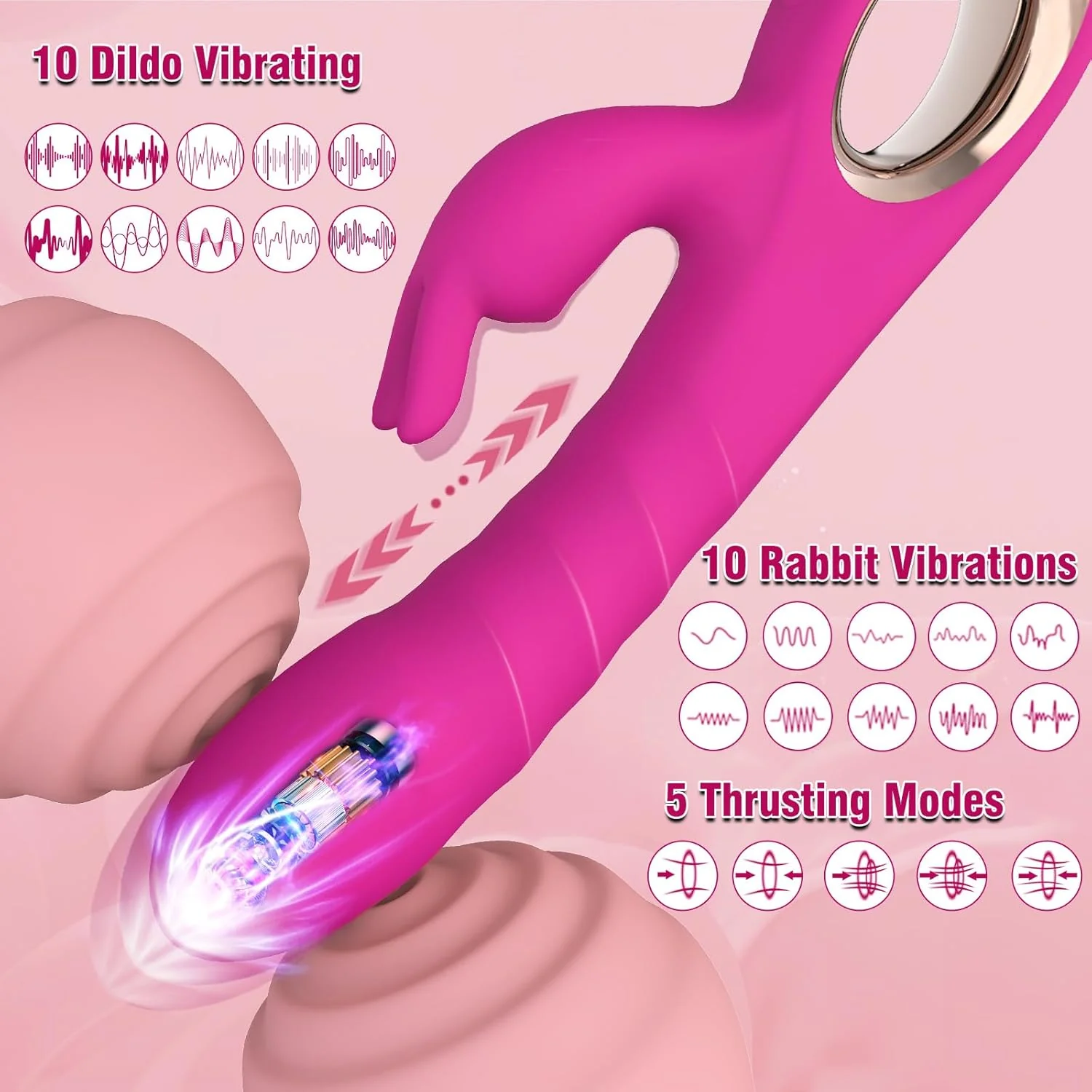 NexaCore Thrusting Rabbit Vibrator 3 Motor 5 Thrust 10 Modes - Image 2