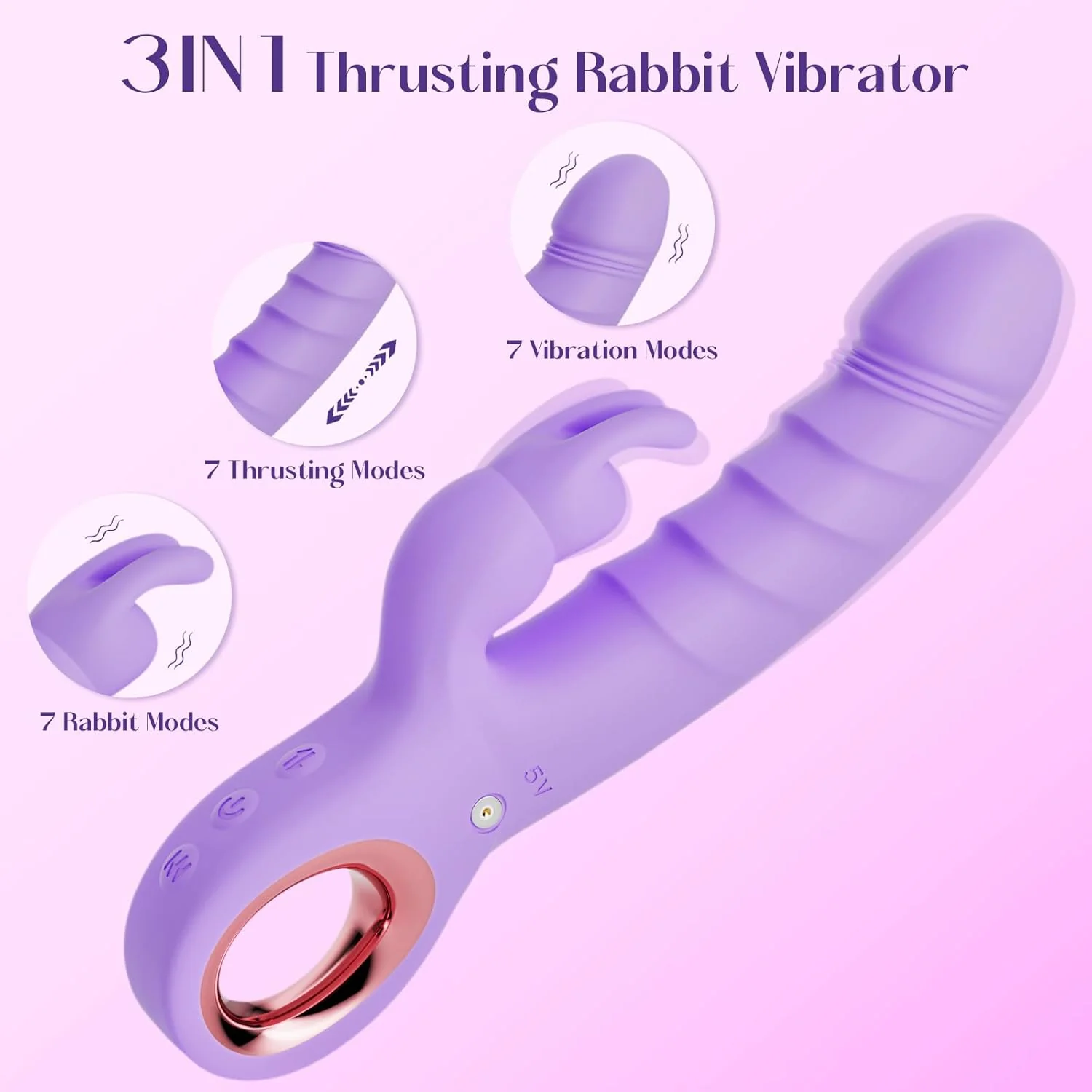 AuralisX Thrusting Rabbit Vibrator 7 Modes 3 Motor Waterproof - Image 2