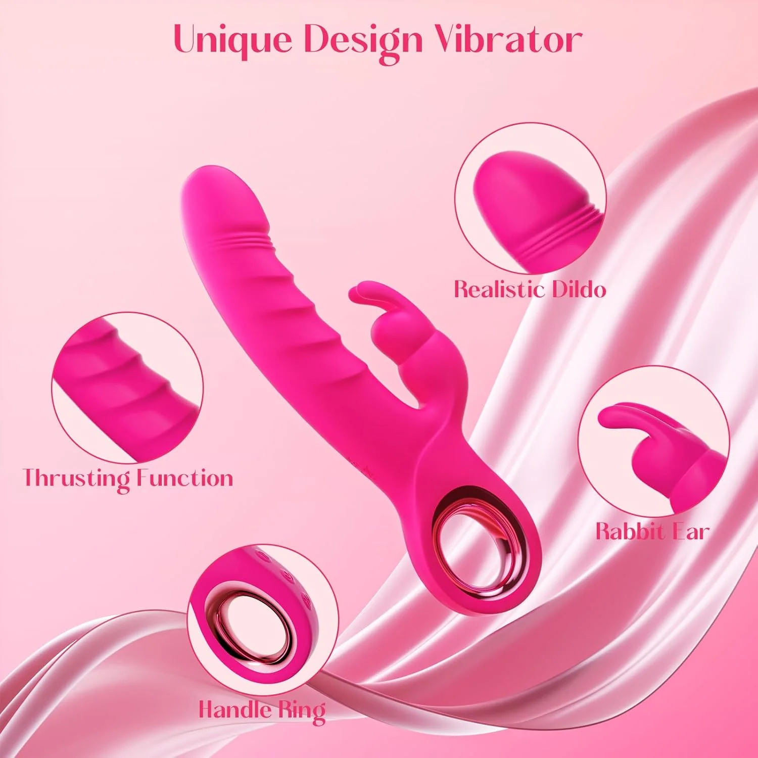 RoseVanta Thrusting Rabbit Vibrator 7 Modes 3 Motor Waterproof - Image 4