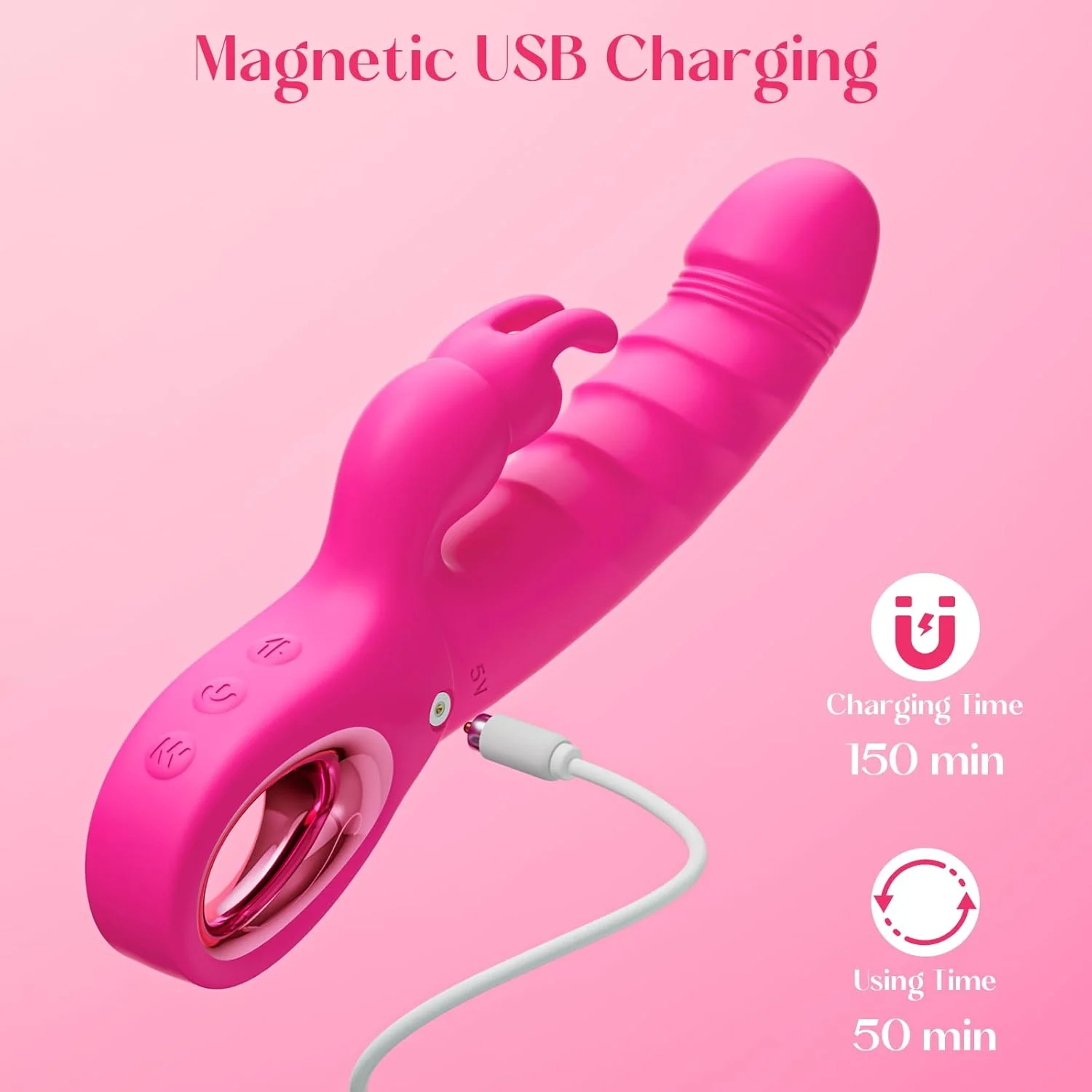 RoseVanta Thrusting Rabbit Vibrator 7 Modes 3 Motor Waterproof - Image 6