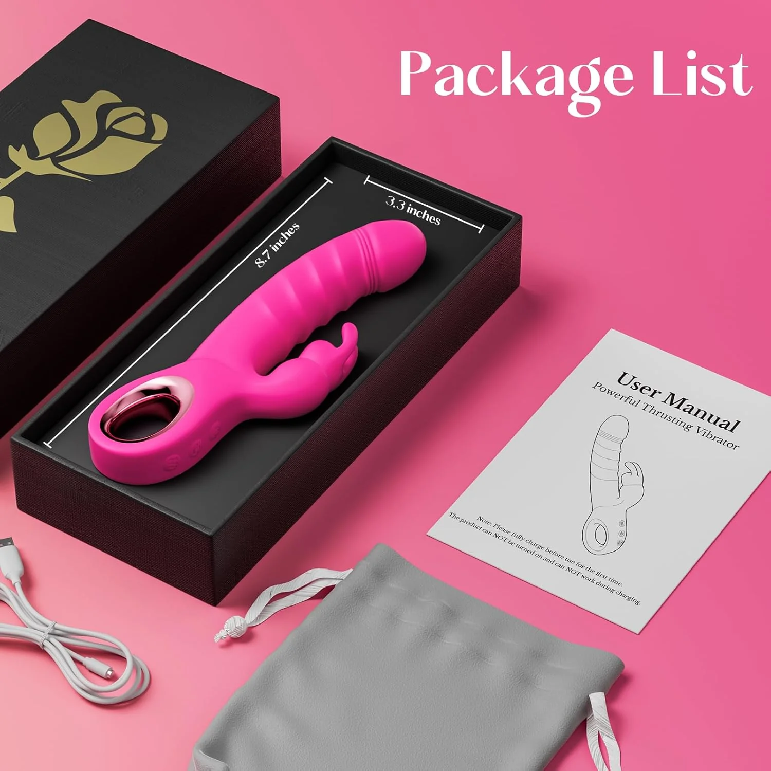 RoseVanta Thrusting Rabbit Vibrator 7 Modes 3 Motor Waterproof - Image 7
