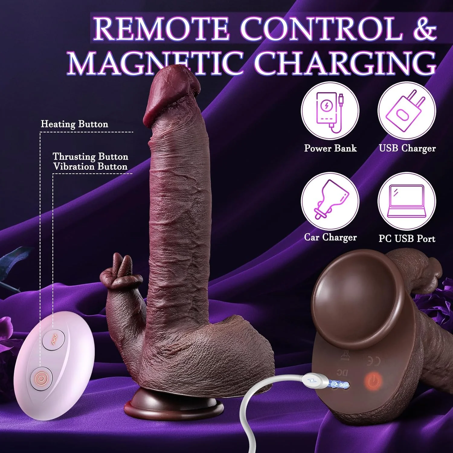 NyxoraDual Tongue Thrust Heated Dildo 4-in-1 Remote Vibrator - Image 7