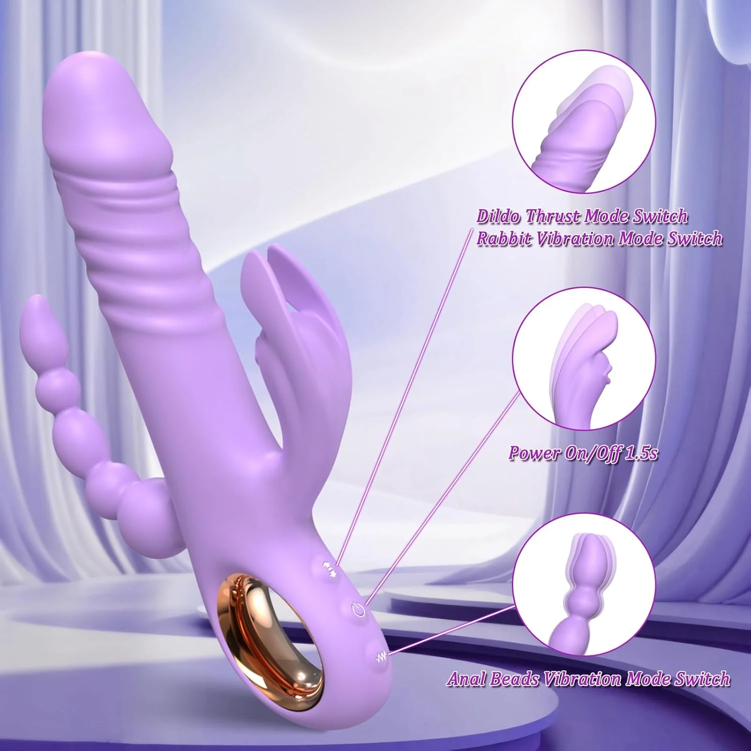 TriVantaX Rabbit Thruster 7 Speeds 7 Modes Waterproof Silicone - Image 5