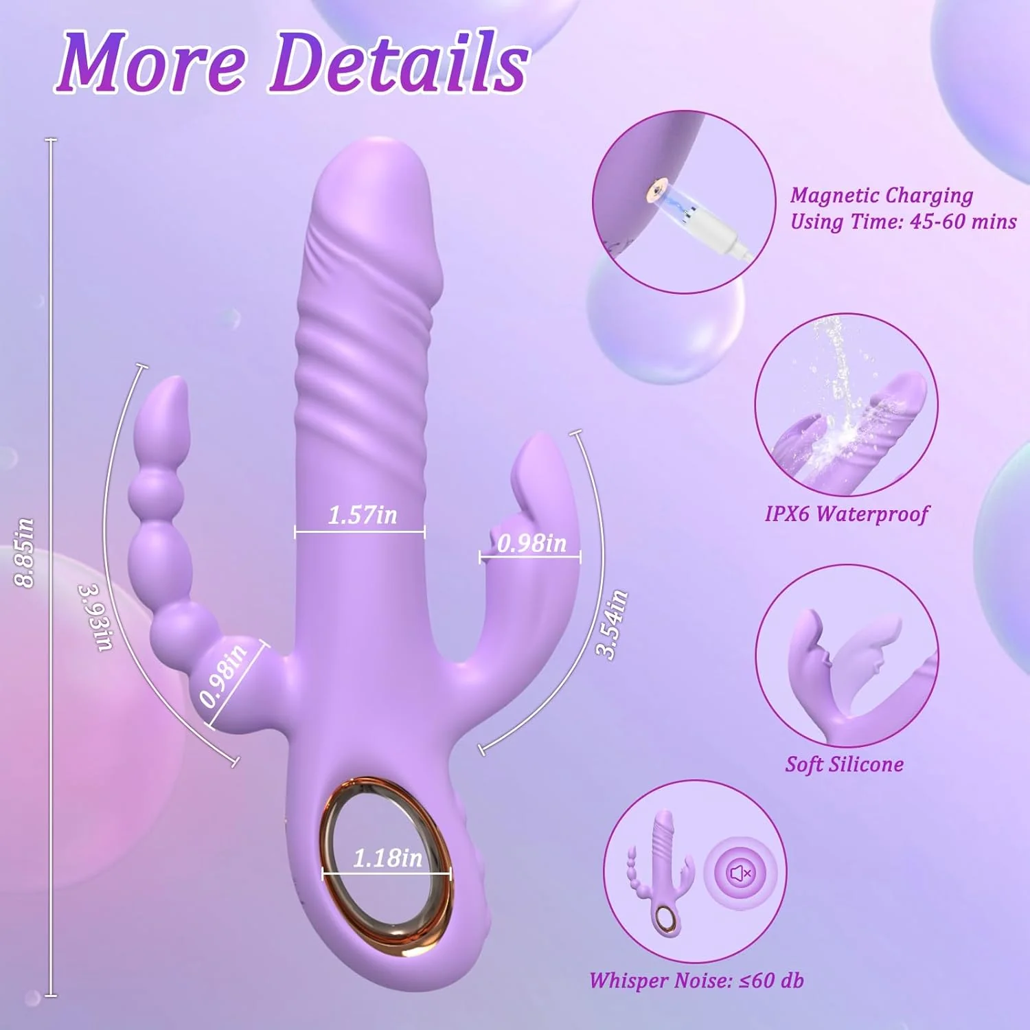 TriVantaX Rabbit Thruster 7 Speeds 7 Modes Waterproof Silicone - Image 6
