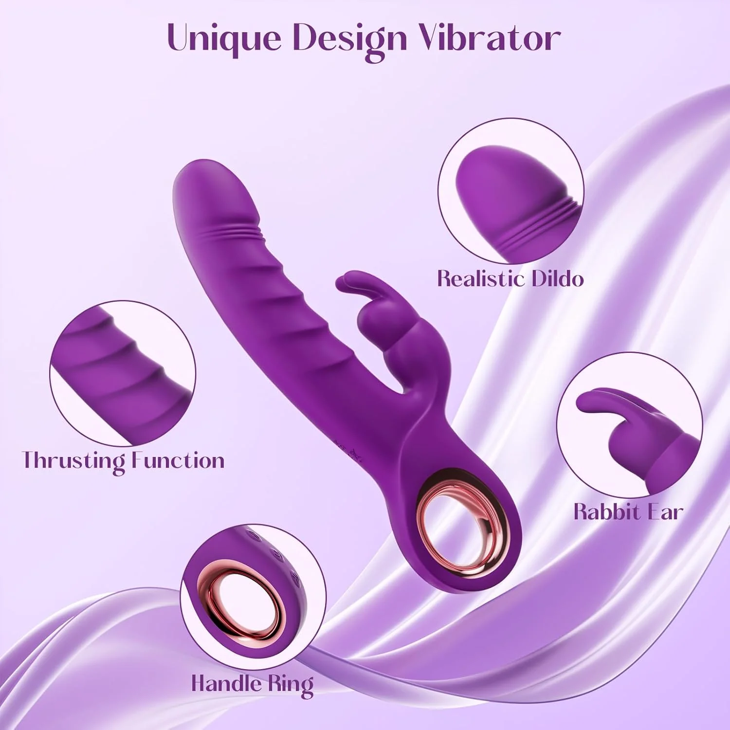 VelourRose Rose Thrusting Rabbit Vibrator 7 Modes Waterproof - Image 4