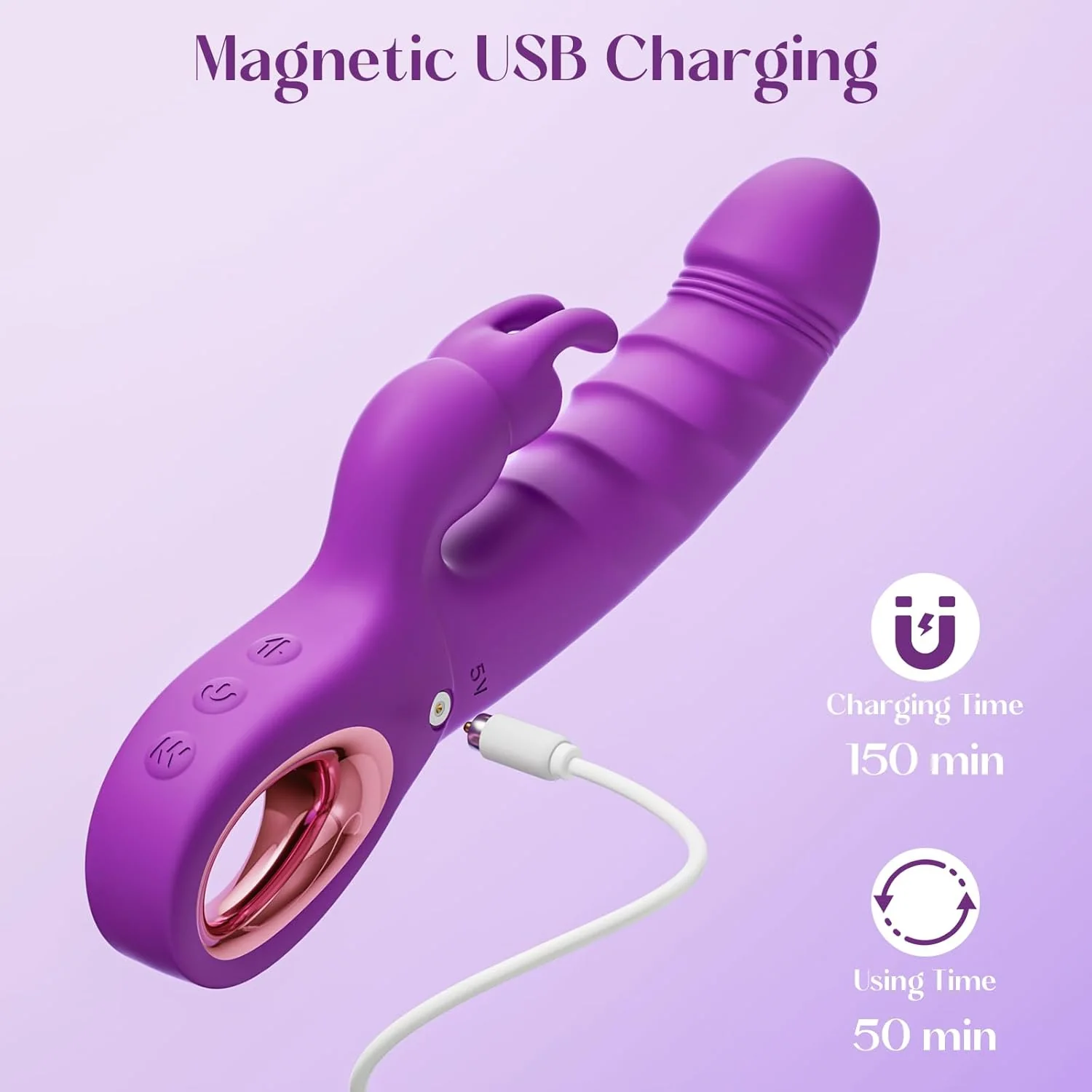 VelourRose Rose Thrusting Rabbit Vibrator 7 Modes Waterproof - Image 6