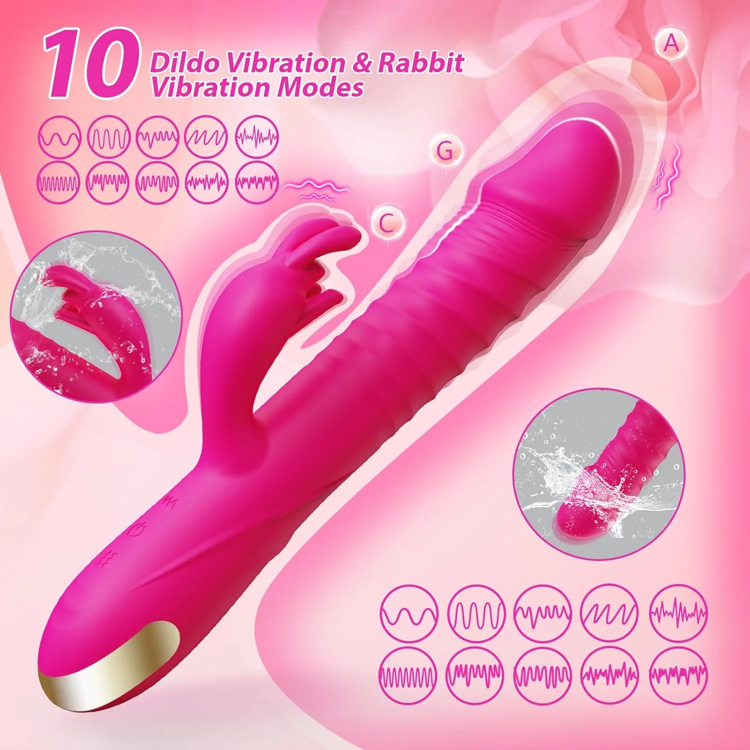 CoreThrust Thrusting Rabbit Vibrator 3 Thrust 10 Modes Silicone - Image 3