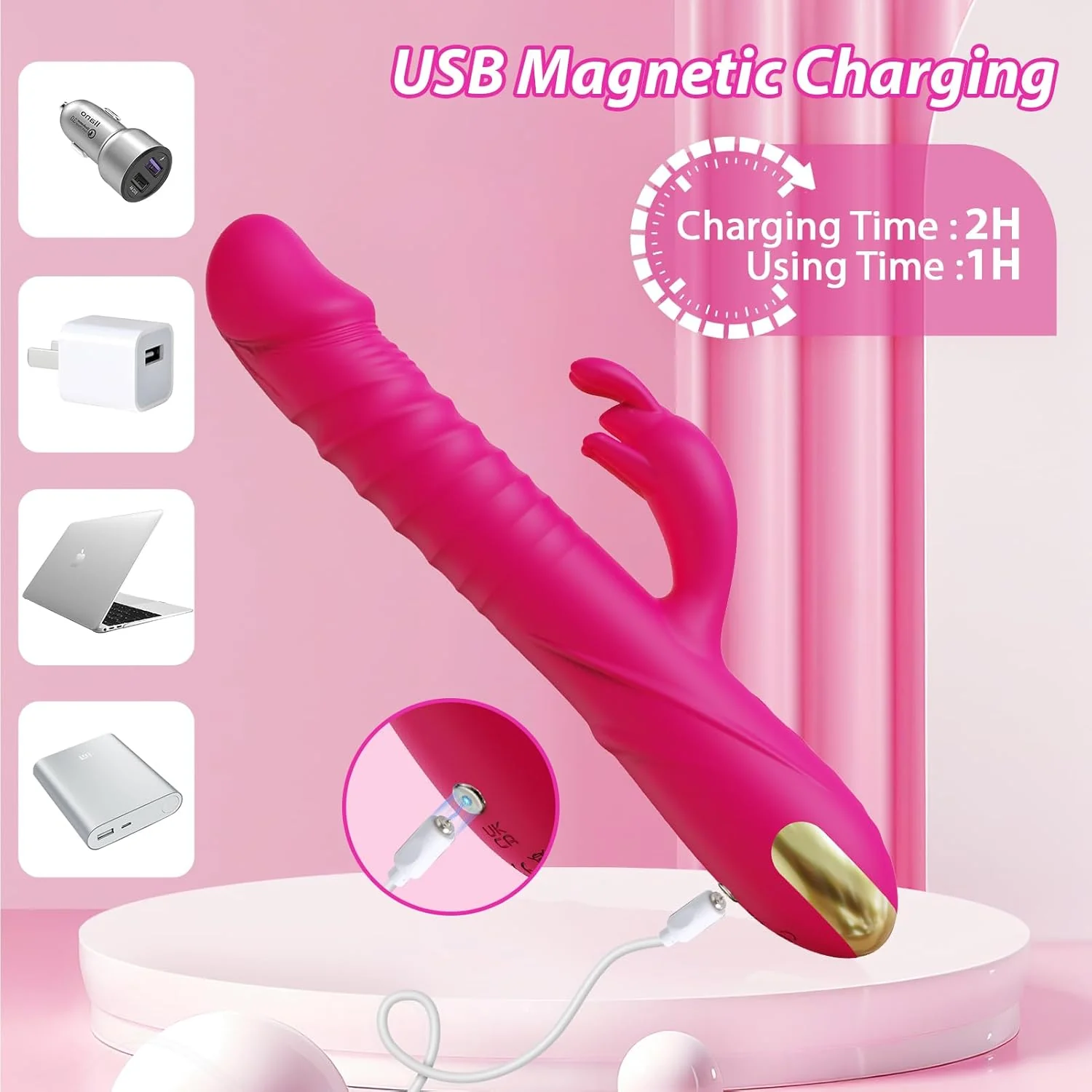 CoreThrust Thrusting Rabbit Vibrator 3 Thrust 10 Modes Silicone - Image 5